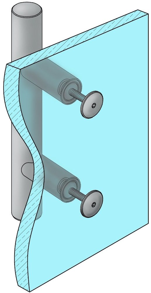 Hermat Metallwaren Türbeschlag Hermat Befestigung 1.3 GL für gerade Stützen 20Ø *BEF/1.3.GL/20-60*