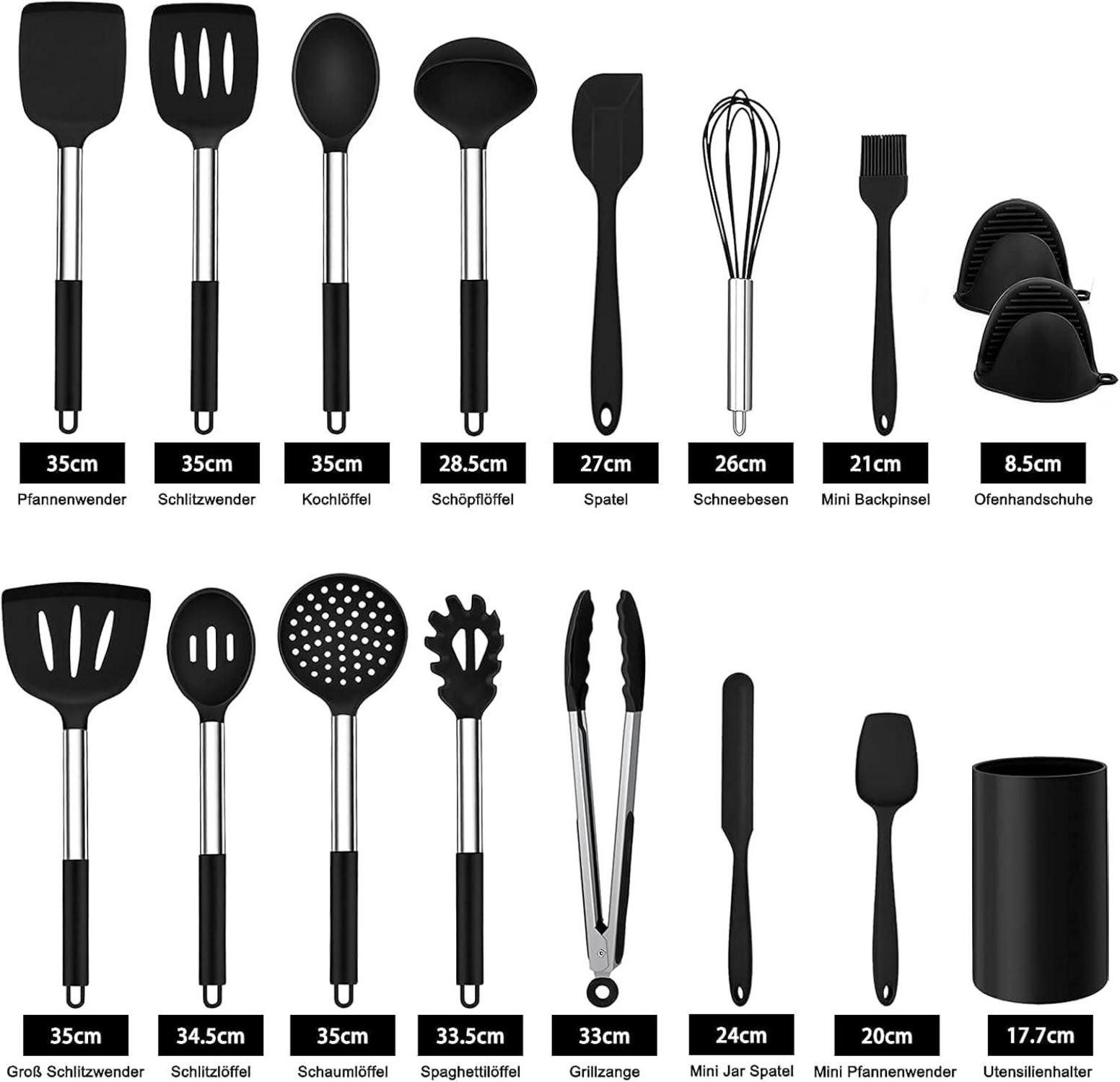 LuxusKollektion Kochbesteckhalter 17-teiliges Küchenhelfer Set Silikon günstig online kaufen
