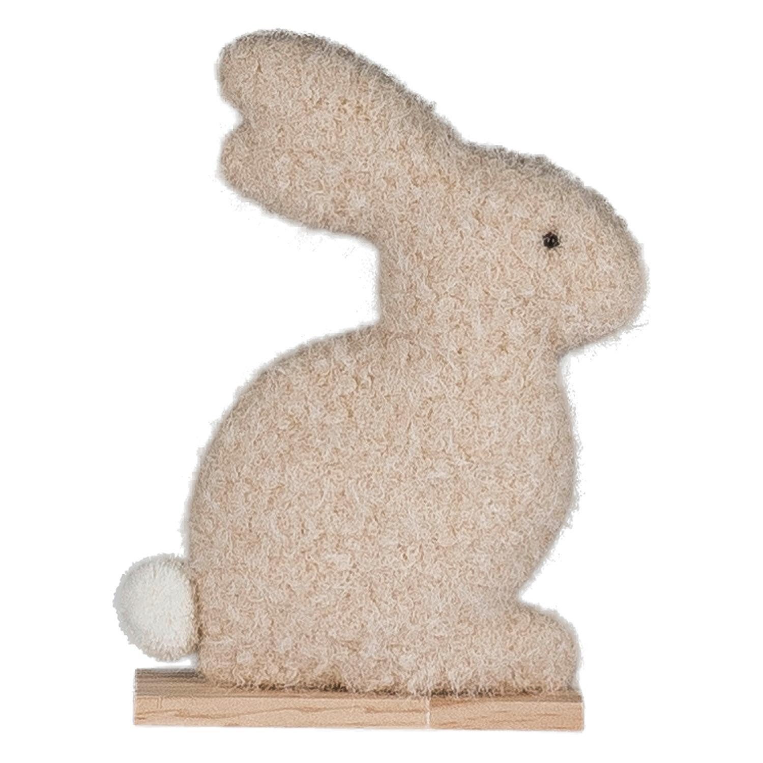 Gasper Dekofigur Hase SILLY, H 27 cm, Creme, Weiß, Stoffhase, (1 St), sitzend auf Holzfuß