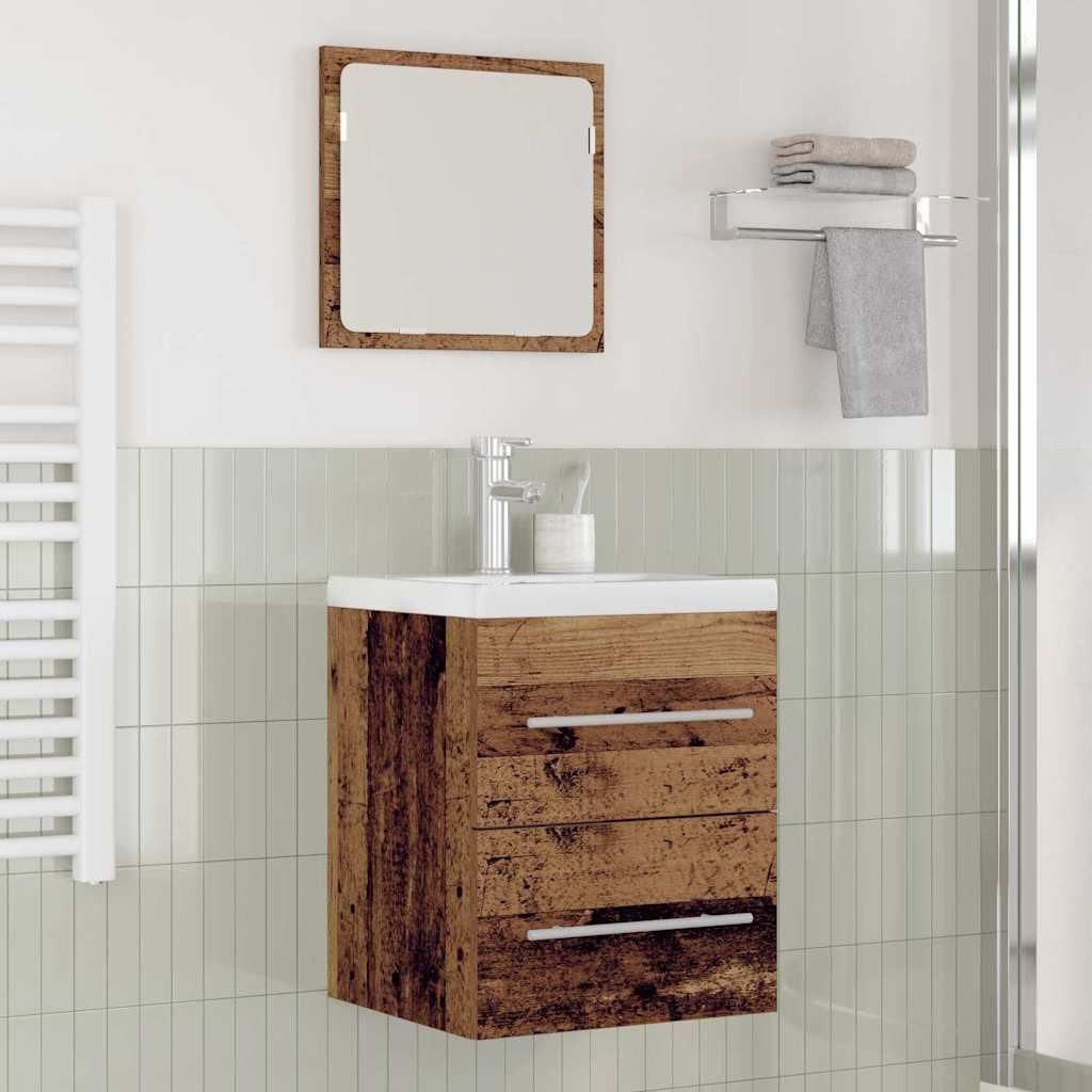 vidaXL Badezimmerspiegelschrank Waschbeckenschrank mit Schubladen Altholz 41 x 38,5 x 48 cm