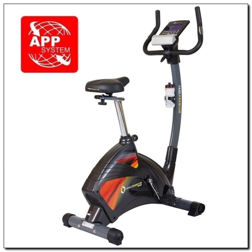 HMS Heimtrainer Magnetischer Hometrainer (Spar-Set, automatische Widerstandsverstellung), Ergonomisch verstellbarer Sattel, leiser Magnetwiderstand