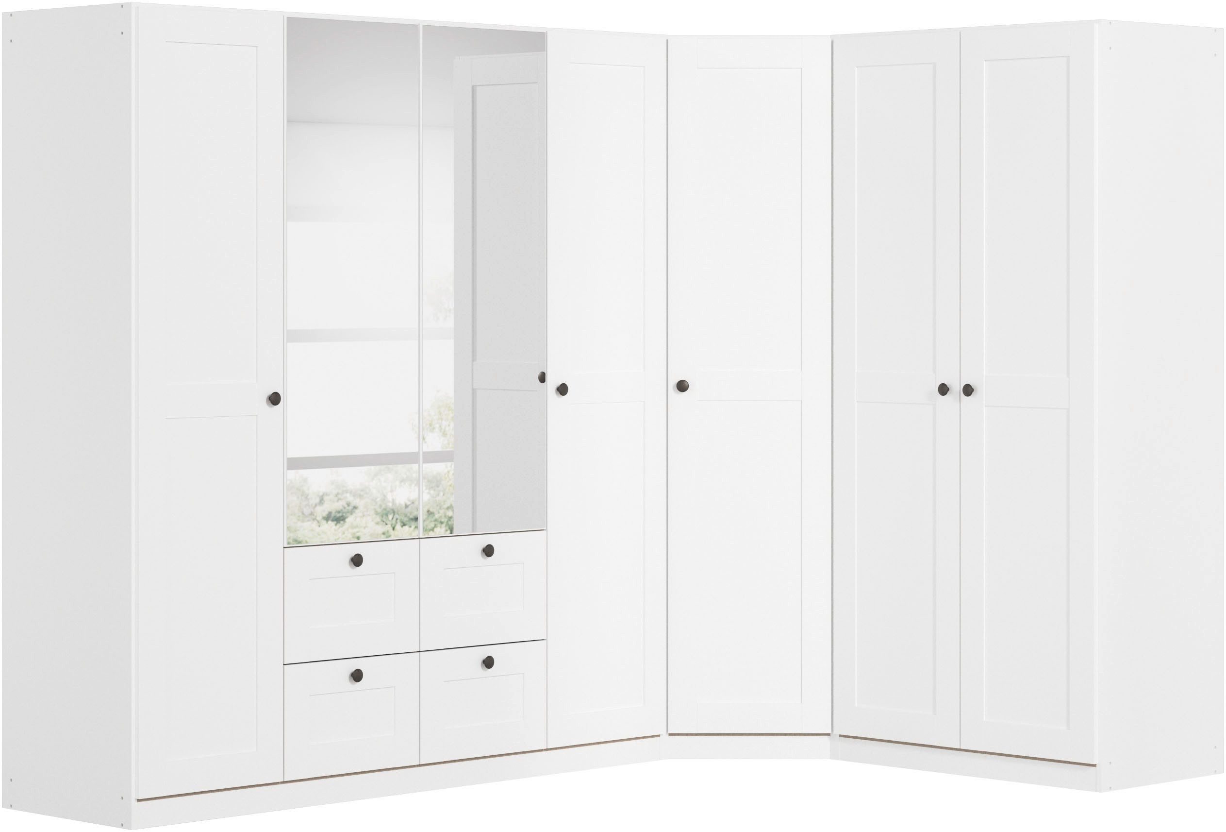 OTTO home Schrank-Set Mehrzweckschrank Aktenschrank Möbel Mietswohnung Schlafzimmer YLVA, (Set, 3-St., Schenkelmaß: 266x162 cm, Höhe 197 cm), skandinavischer Style mit Rahmenfront und Knopfgriffen MADE IN GERMANY