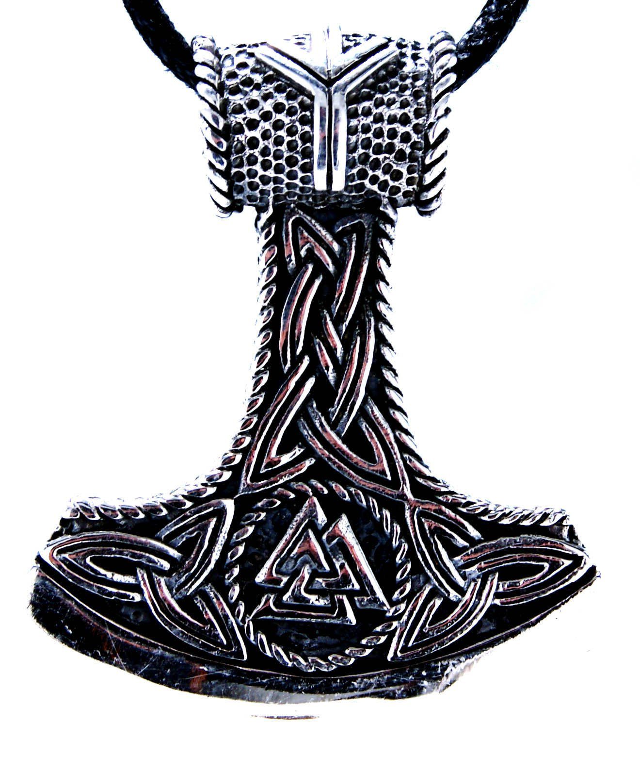 Kiss of Leather Kettenanhänger Thorshammer Thorhammer Wotansknoten Rune  Silber 925 Ketten Anhänger Nr. 382