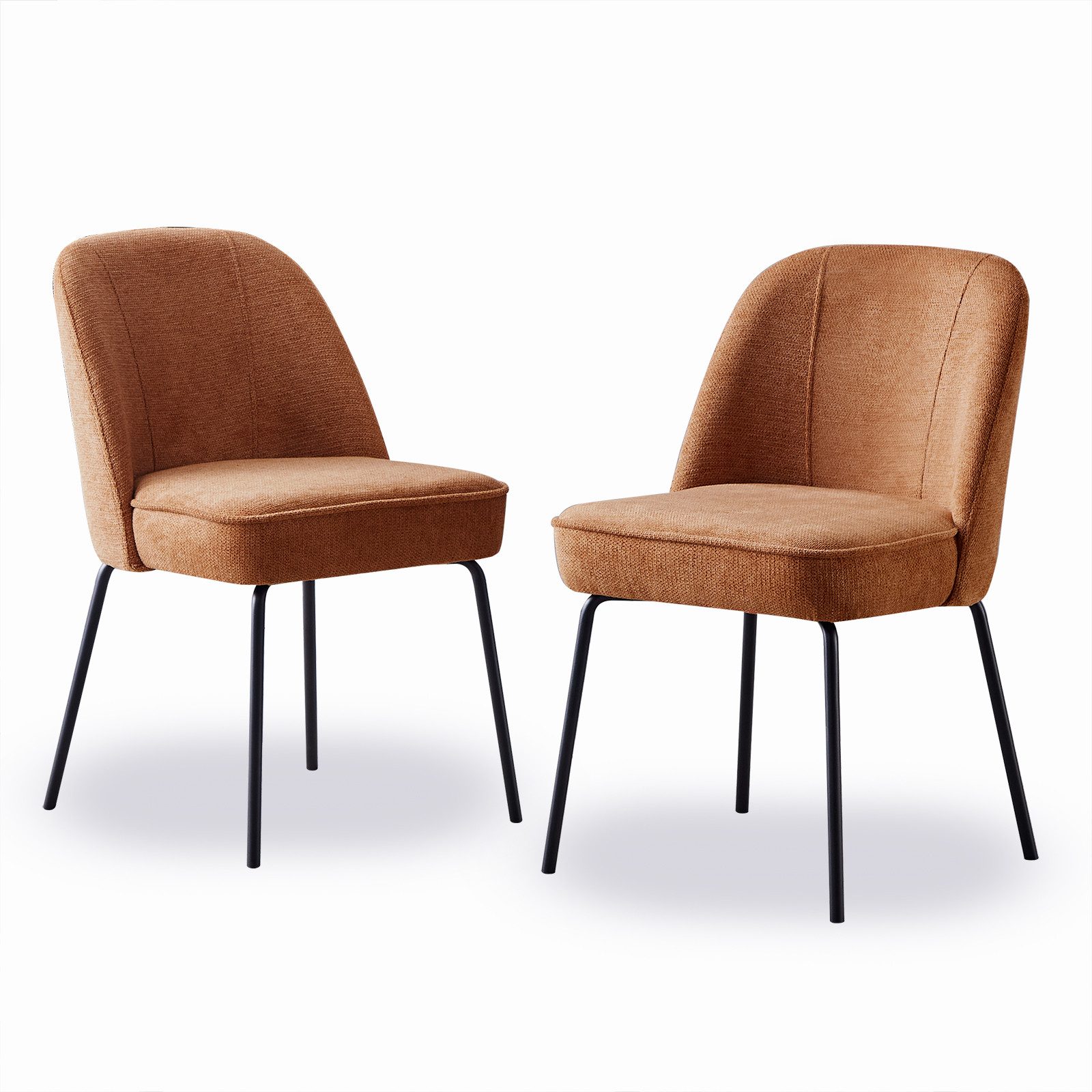 JYMTOM Esszimmerstuhl Samt-Stühle, atmungsaktiv, gepolstert mit Federkissen & Metallbeinen (2 St), 2 Stück– mit gebogener Rückenlehne für Küche, Esszimmer & Büro