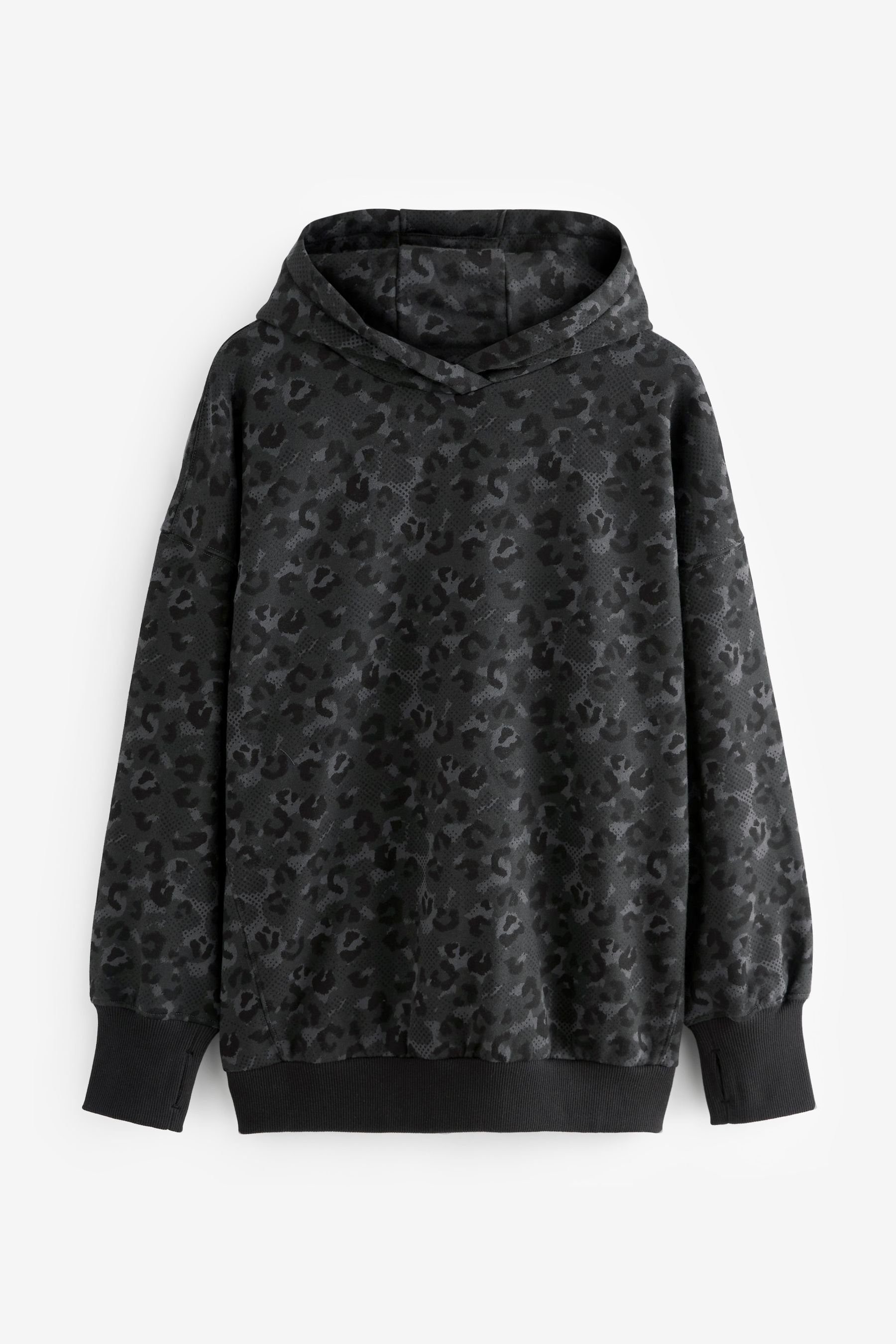 Next Kapuzensweatshirt Oversized Fit Active (1-tlg) Black/Grey Hoodie Animal