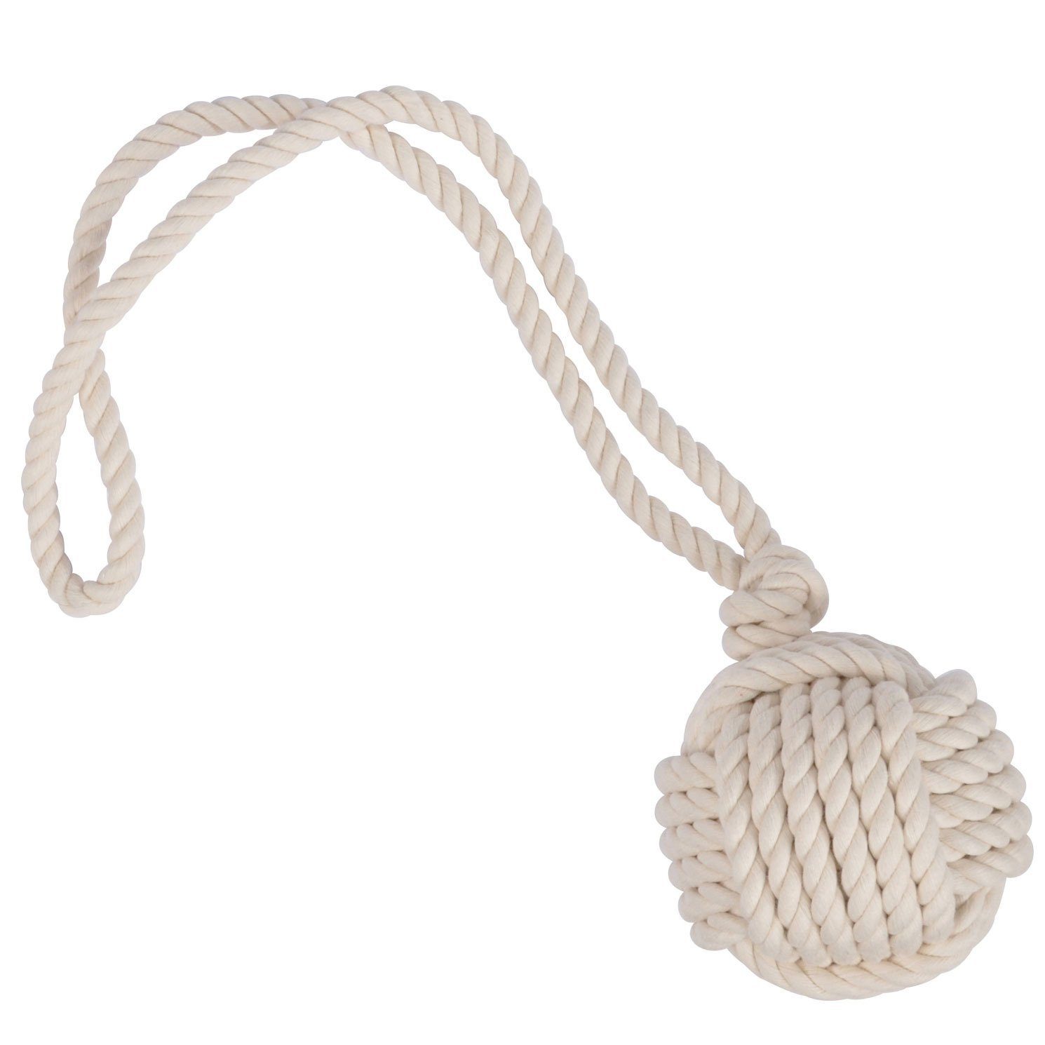 Love Story Kauspielzeug Ball am Seil für Hunde, 48 cm, natur