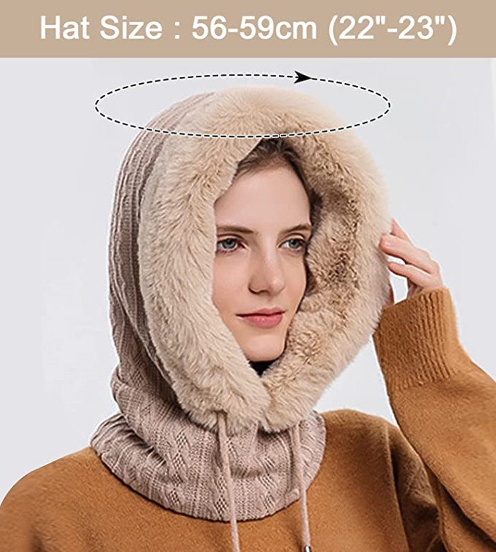 XDeer Mütze & Schal Wintermützen,Strickmützen,Warme Kapuzen Schal,Mütze Schal Mütze Damen Winter,Sturmhauben Winddichte Vollgesichtsmaske