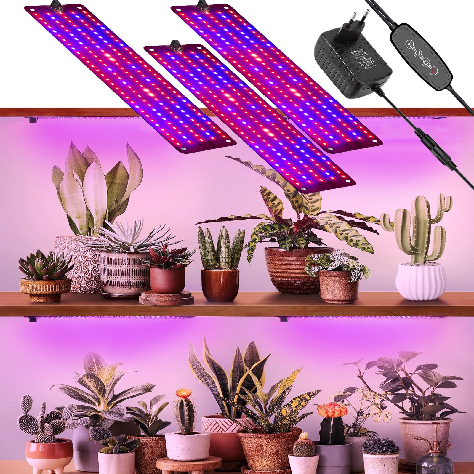 Laybasic Pflanzenlampe 150-600LEDs Vollspektrum Pflanzenlampe 6 Helligkeit LED Grow Lampe, Timer Dimmbar Pflanzenleuchte für Zimmerpflanzen Gewächshaus
