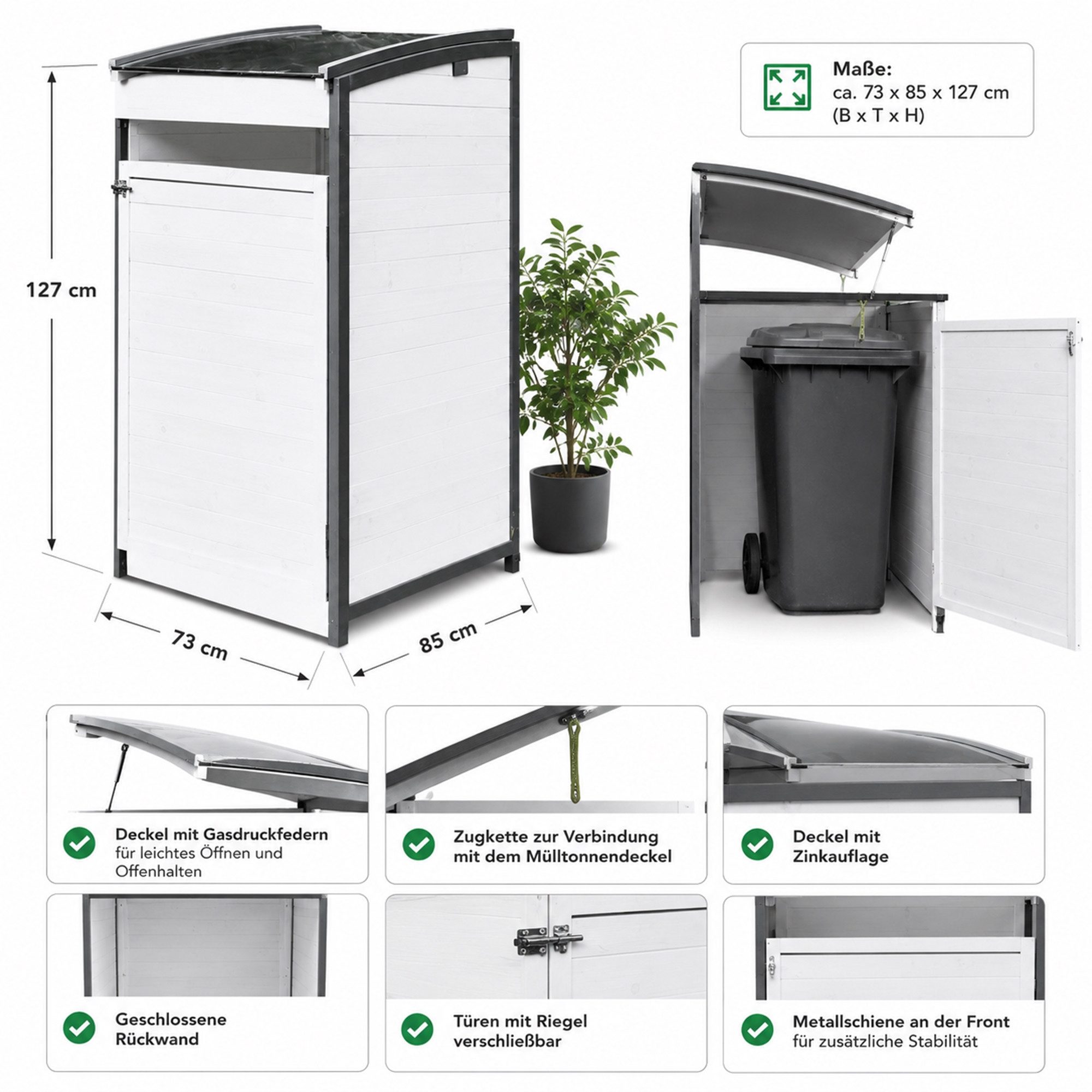 Mucola Mülltonnenbox Mülltonnenbox Anbaubox Mülltonnenverkleidung Mülltonne 240L Gartenbox (Stück, 1 St., Anbaubox), 240 L
