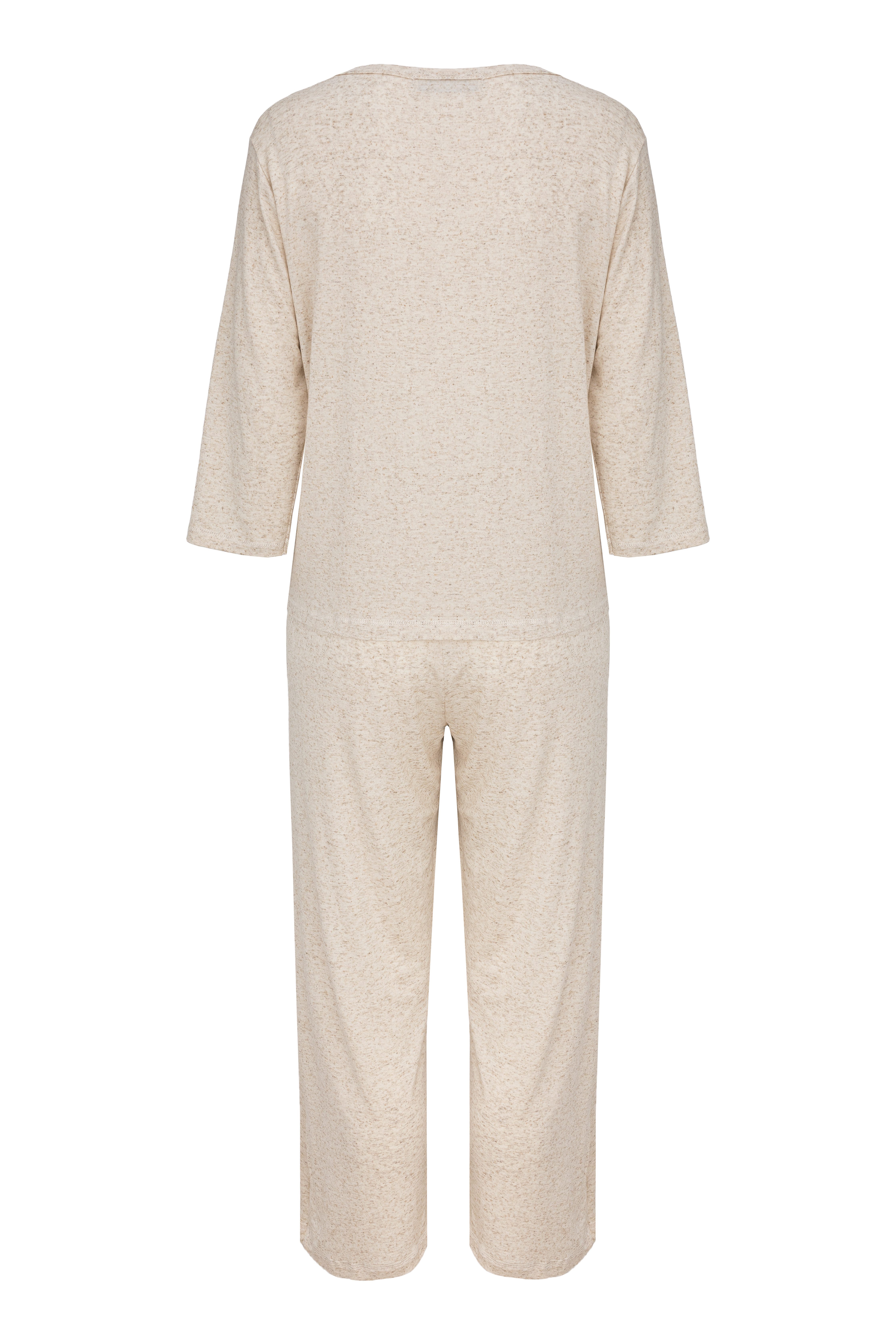 Mademoiselle Sommeil Pyjama Schlafanzug in hellbeige meliert (2 tlg., 1 Stück) aus luxuriösem Viskose-Mix – Bild 3 von 5