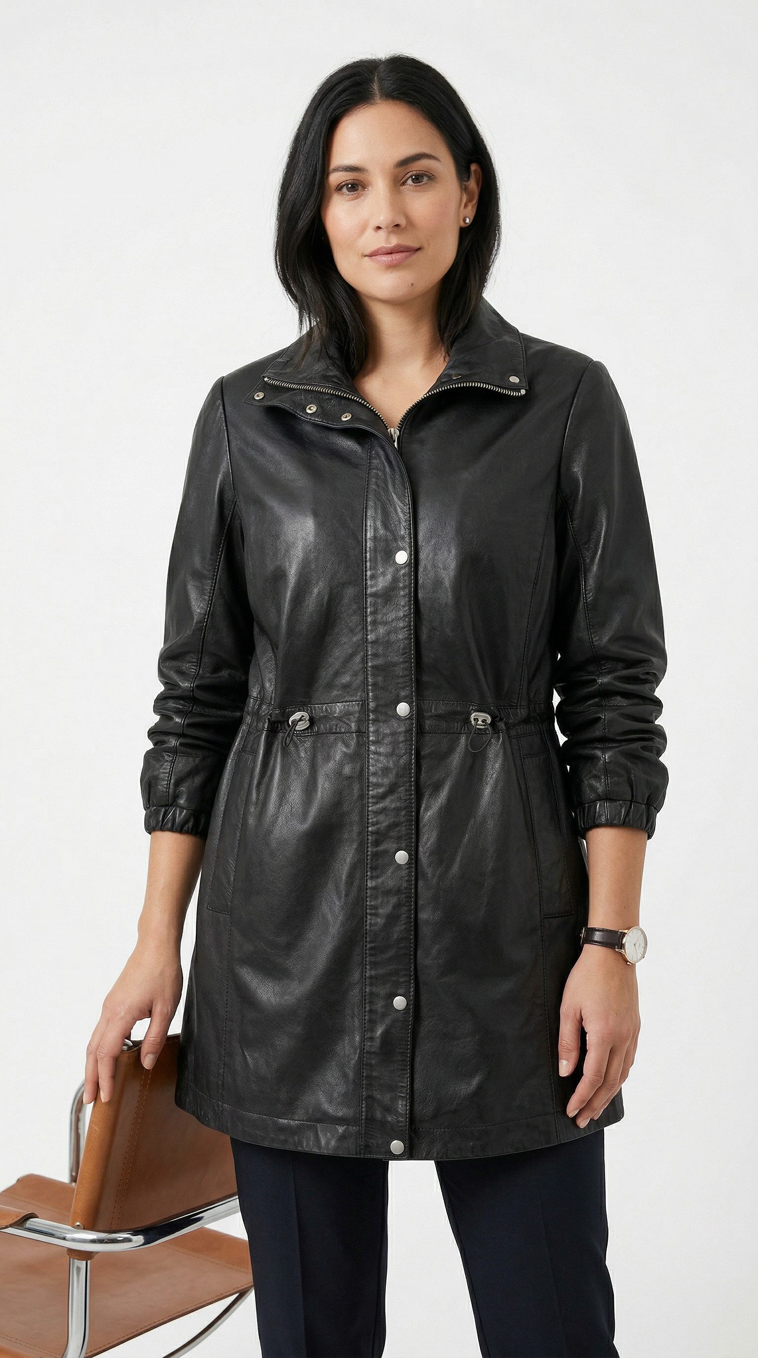 Mauritius Lederjacke MWCharlott Mantel mit verstellbarer Taille
