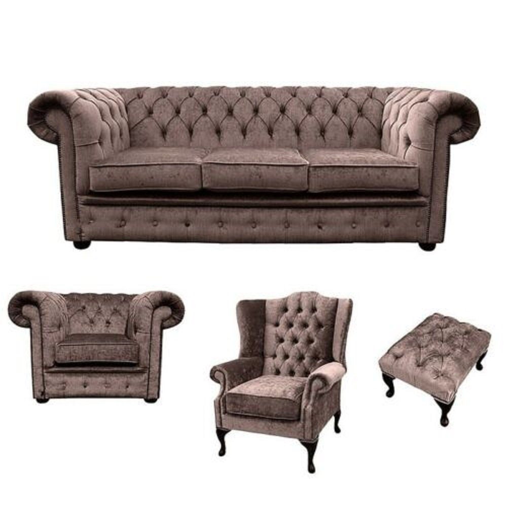 in Luxus Set Polstermöbel Moderne Sofa JVmoebel Made Neu, Sofagarnitur Europe Taupe Chesterfield