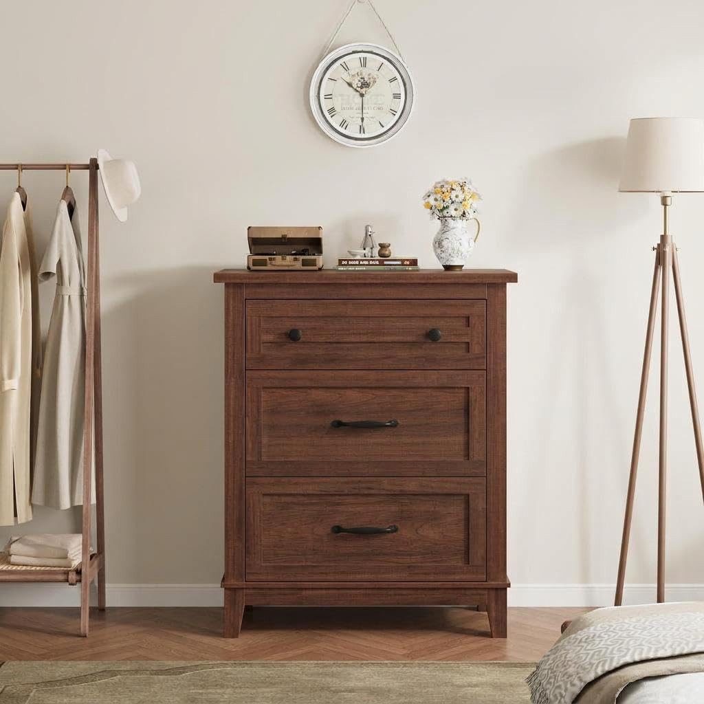GarveeMore Kommode 60cm Höhe Nachtkommode mit 3 Schubladen Lowboard Schubkastenkommode (1 St), Moderne Kommode Aufbewahrung für Schlafzimmer, Wohnzimmer und Flu – Bild 3 von 5