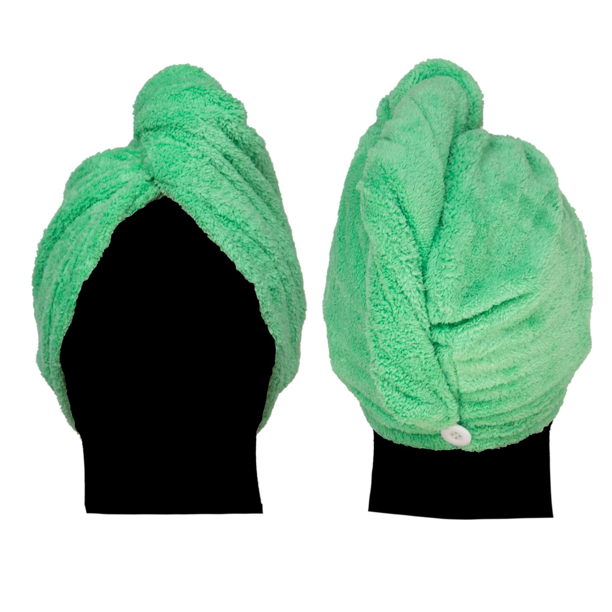 cosey Fleece Flauschiges - Grün 400 Turban-Handtuch Turban-Handtuch (1-St), Mikrofaser g/m² Kopf-Handtuch,