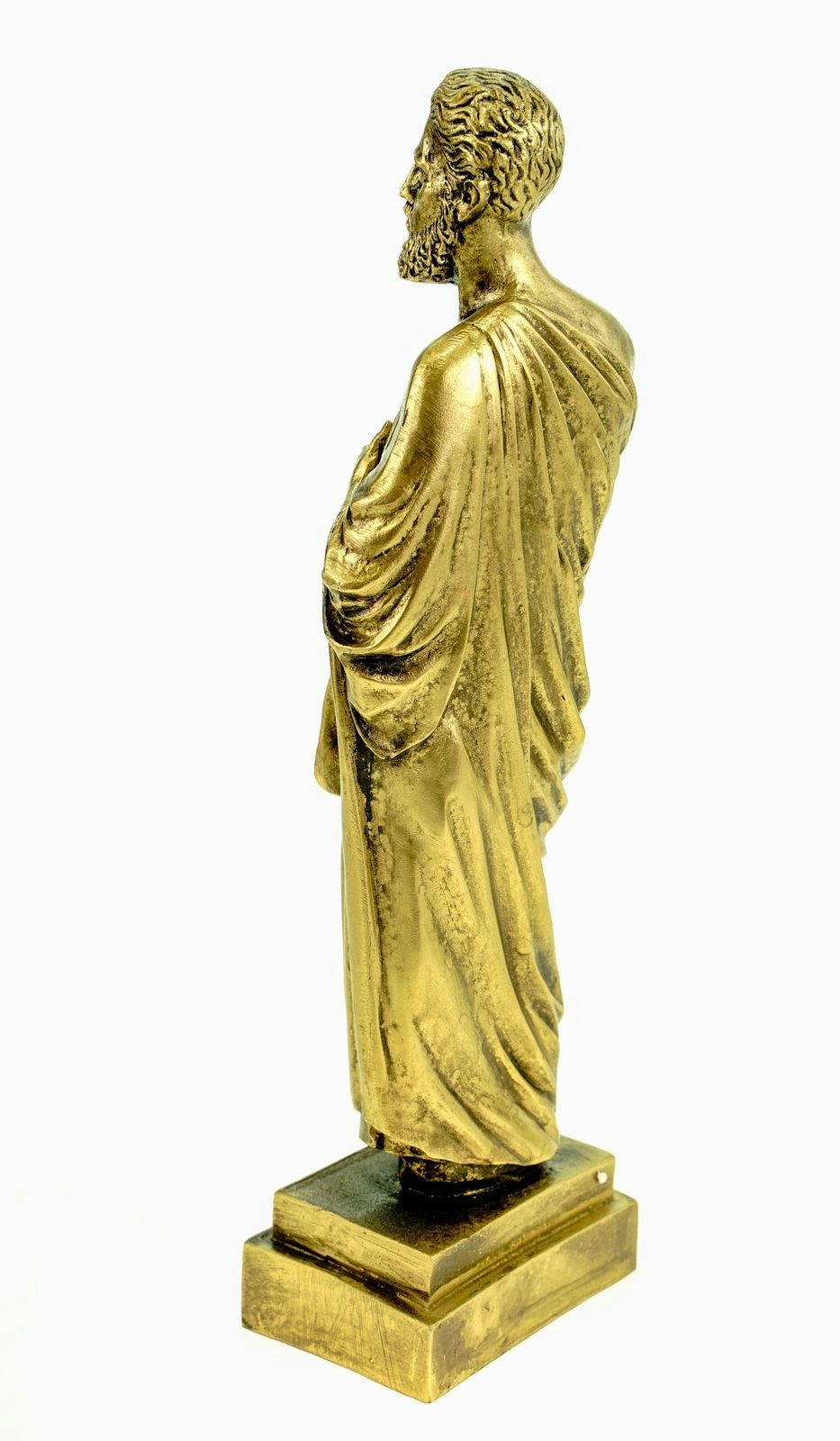 Kremers Griechenland 24cm Figur Dekofigur Gottheit Skulptur Hippocrates goldfarben Alabaster Arzt Schatzkiste