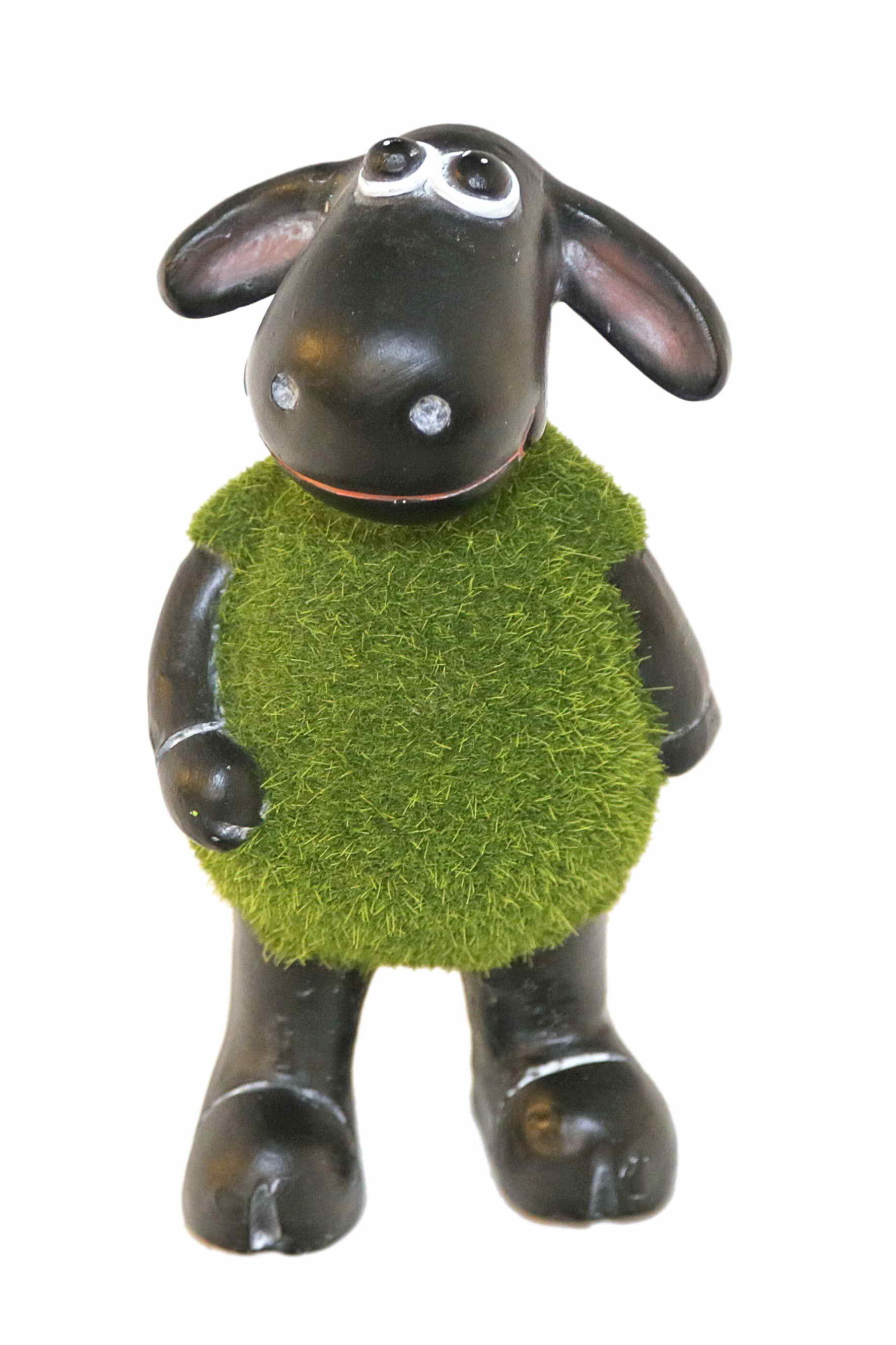 Schaf auf stehend, Schaf 18cm, (mit by Höhe: 2 Dekofigur Beinen Casa grün Dekofigur Jänig Rasenfell) Collection
