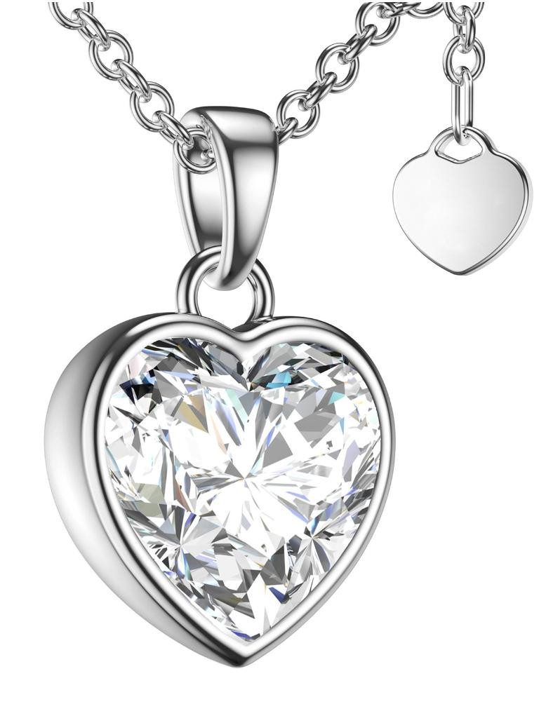 Amoonic Herzkette Halskette Damen Silber 925 Frauen Kette mit Zirkonia Herz günstig online kaufen