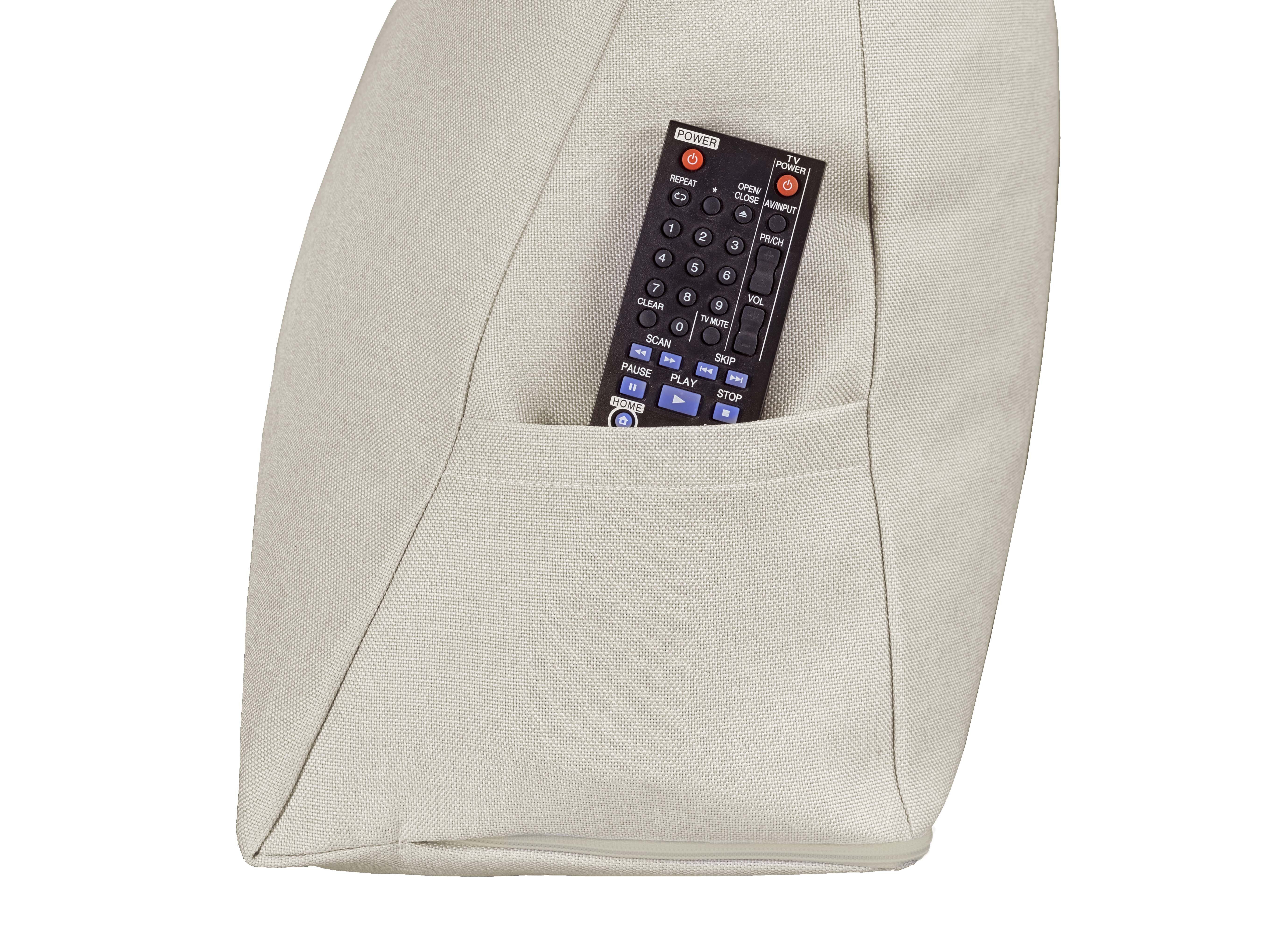 XDREAM Rückenkissen ergonomisches Keilkissen für Bett und Sofa, 1-tlg., als Kopfkissen oder Venenkissen verwendbar, mit praktischem Seitenfach