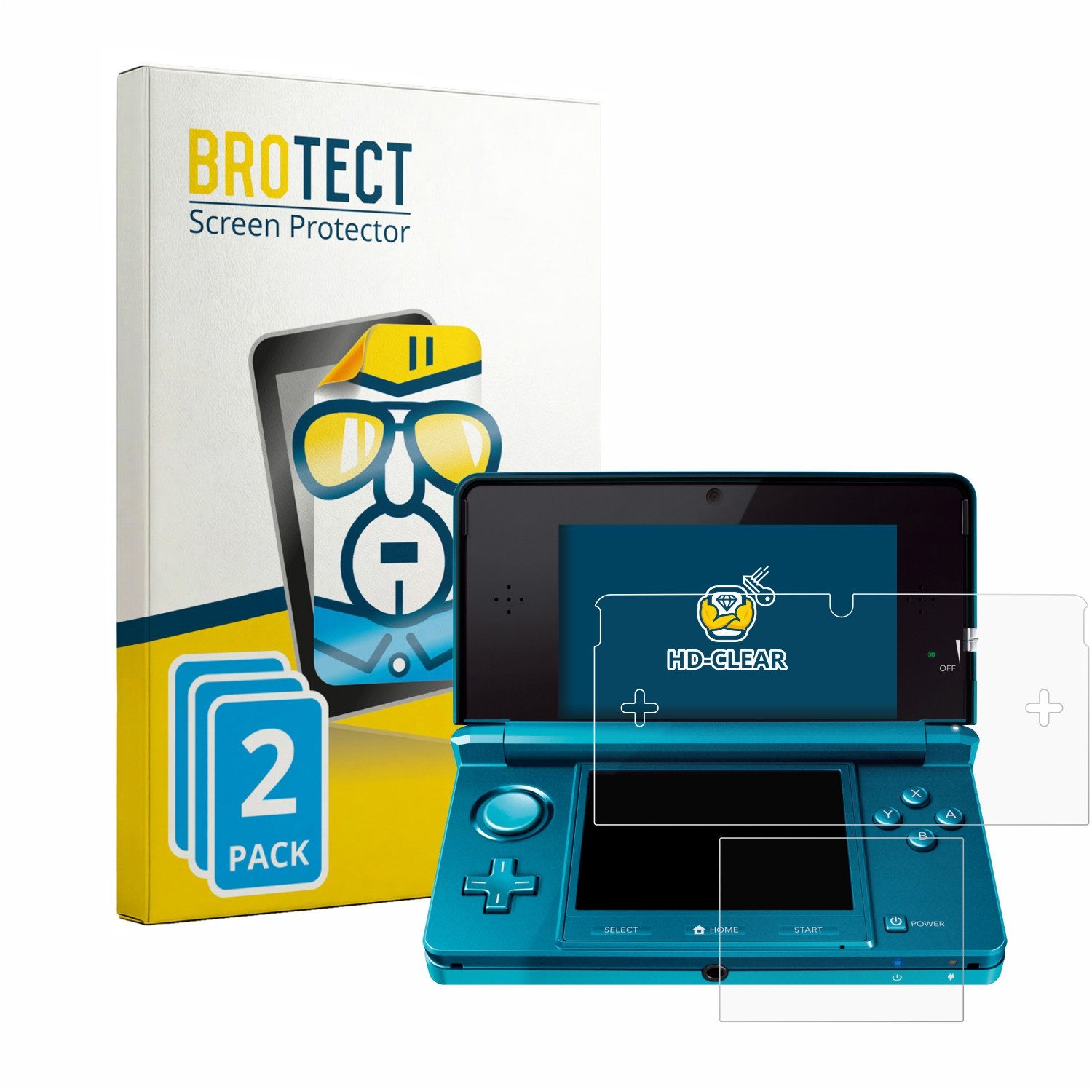 BROTECT Displayschutzfolie Schutzfolie für Nintendo 3DS, 2 Stück, Displayschutz Schutz Folie Klar Transparent