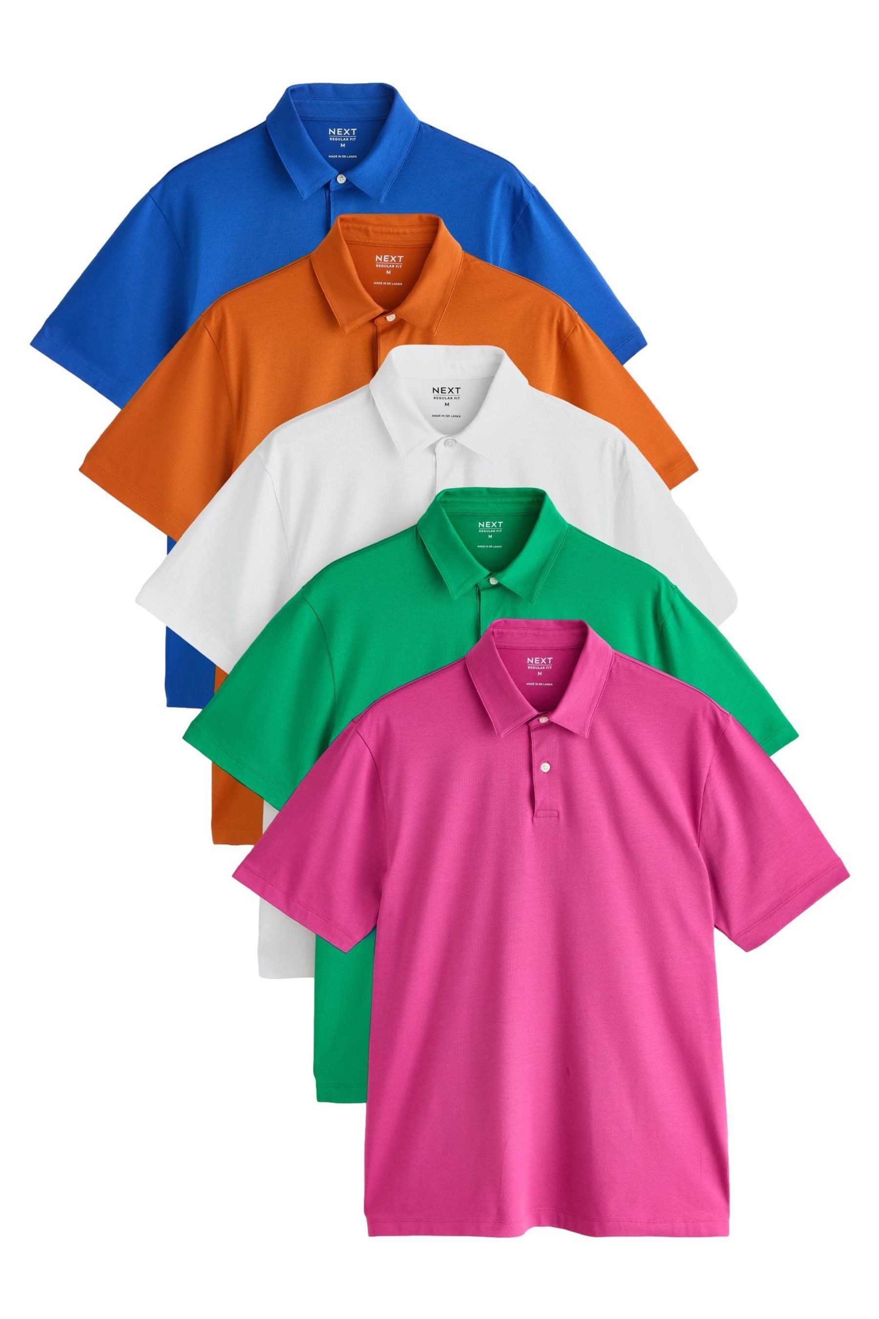 Next Poloshirt Regular Fit kurzärmeliges Pikee-Poloshirt (5-tlg)