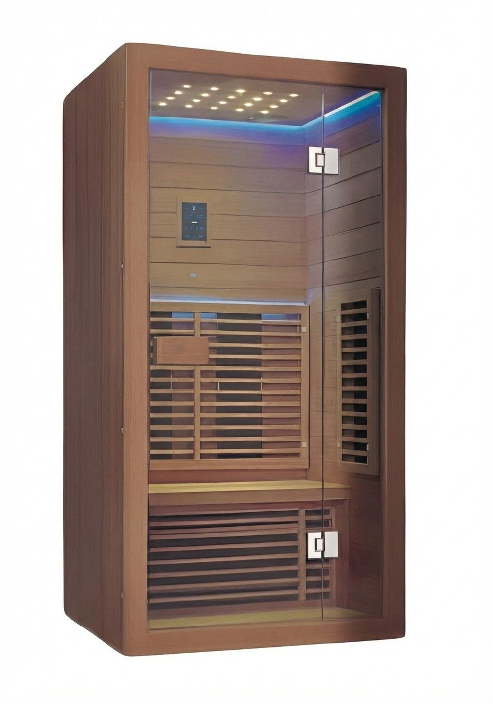 JVmoebel Sauna Lichtsauna 120x100 cm aus Massivholz in Braun – Trockensauna, Made in Europe