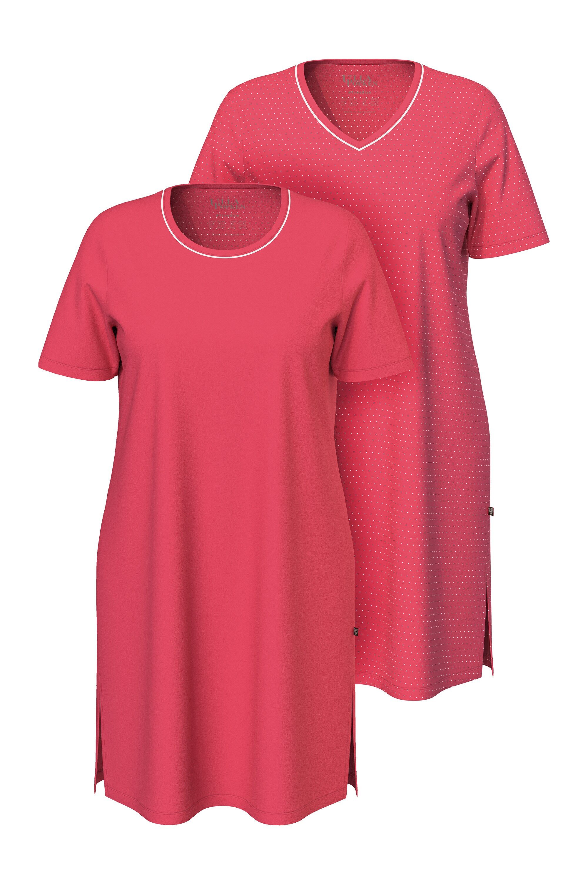 Ulla Popken Bigshirt Bigshirts 2er-Pack Rundhals/V-Ausschnitt Halbarm