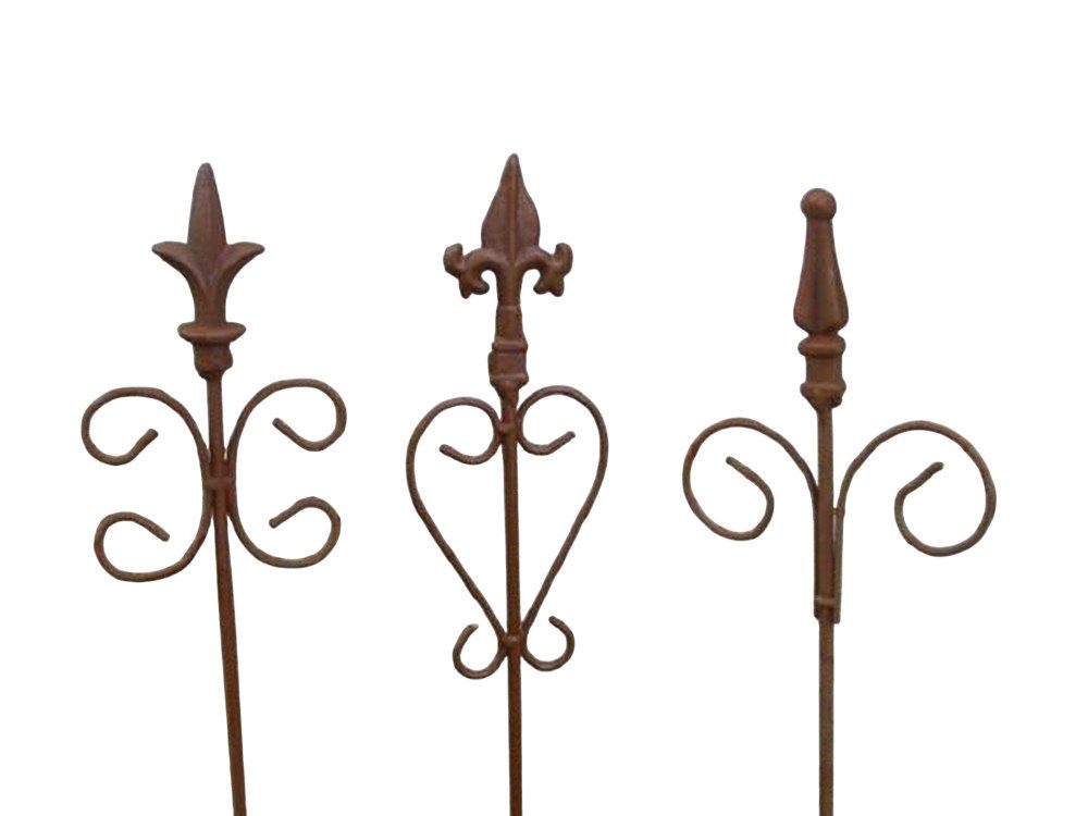 Deko-Impression Gartenstecker 3 Stück dekorative Rankstäbe, Rankhilfe, verzierte Spitze, Eisen, Rost (3-St)