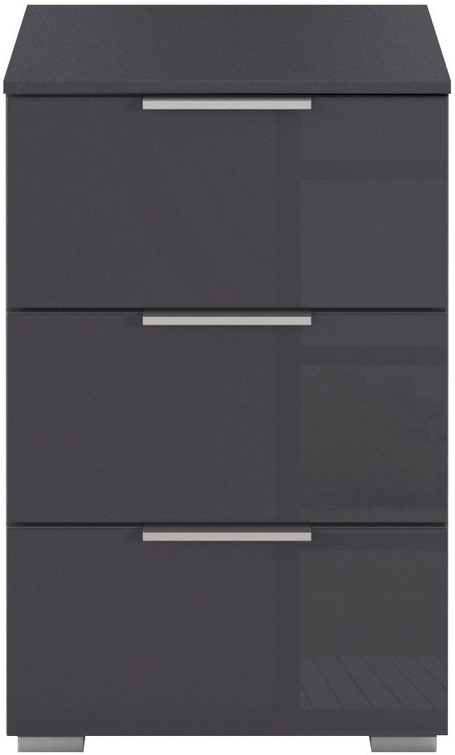 OTTO home Nachtkommode Nachttisch Nachtschrank Nachtkonsole AGORDO mit Glasfront (in zwei Griff-Farben, Breite 40 cm), mit 3 geräumigen Schubladen für viel Stauraum MADE IN GERMANY