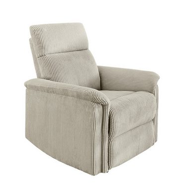 luma-home Relaxsessel 15504 (TV-Sessel mit halbautomatischer Relaxfunktion 78 cm breit), Federkern, Wellenunterfederung, Bezug Cord, Beige