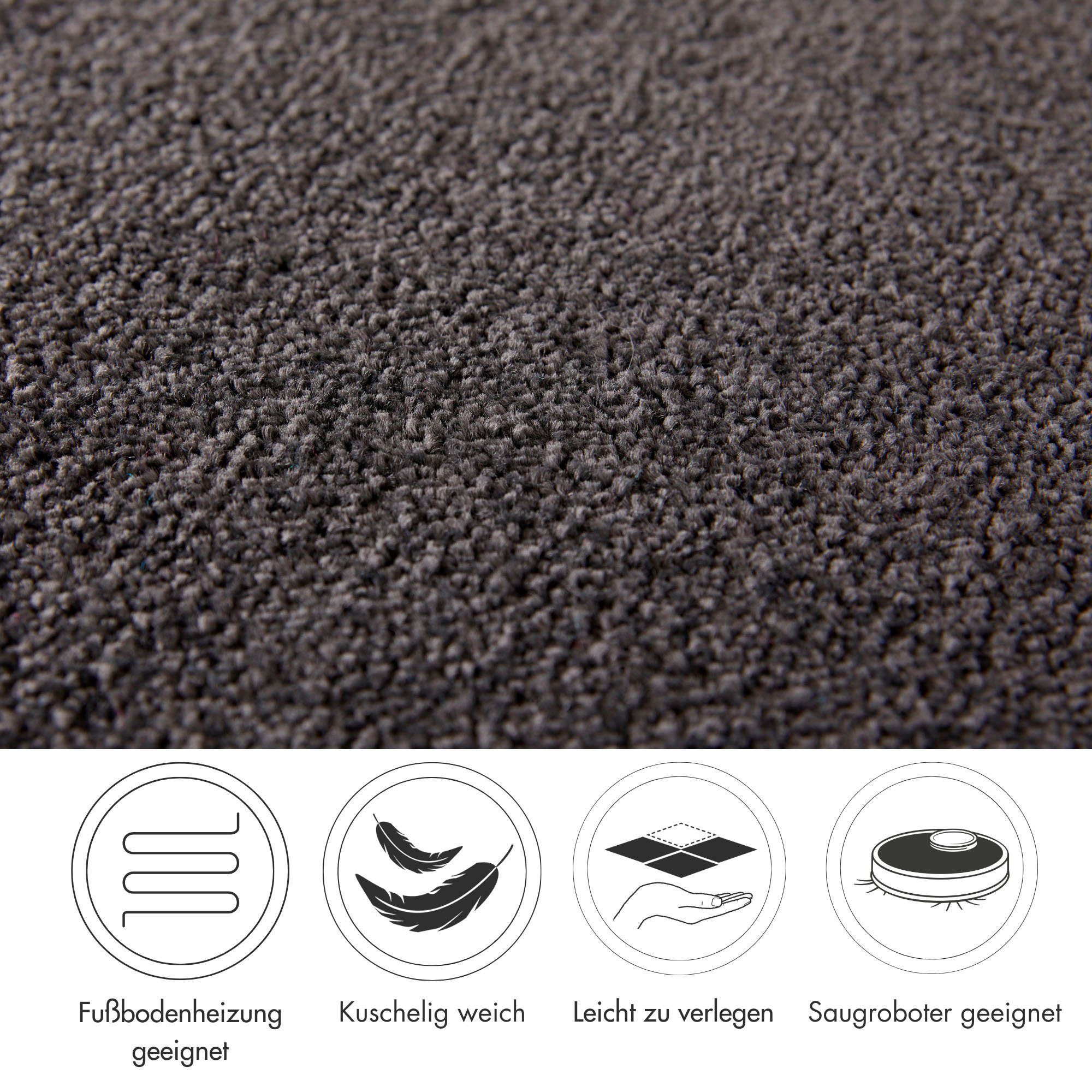 Andiamo Teppichboden Sophie, Frisee-Velours, Gesamthöhe 12 mm, Luxusklasse LC3, rechteckig, Uni Farben, Breite 400 cm oder 500 cm, strapazierfähig & pflegeleicht