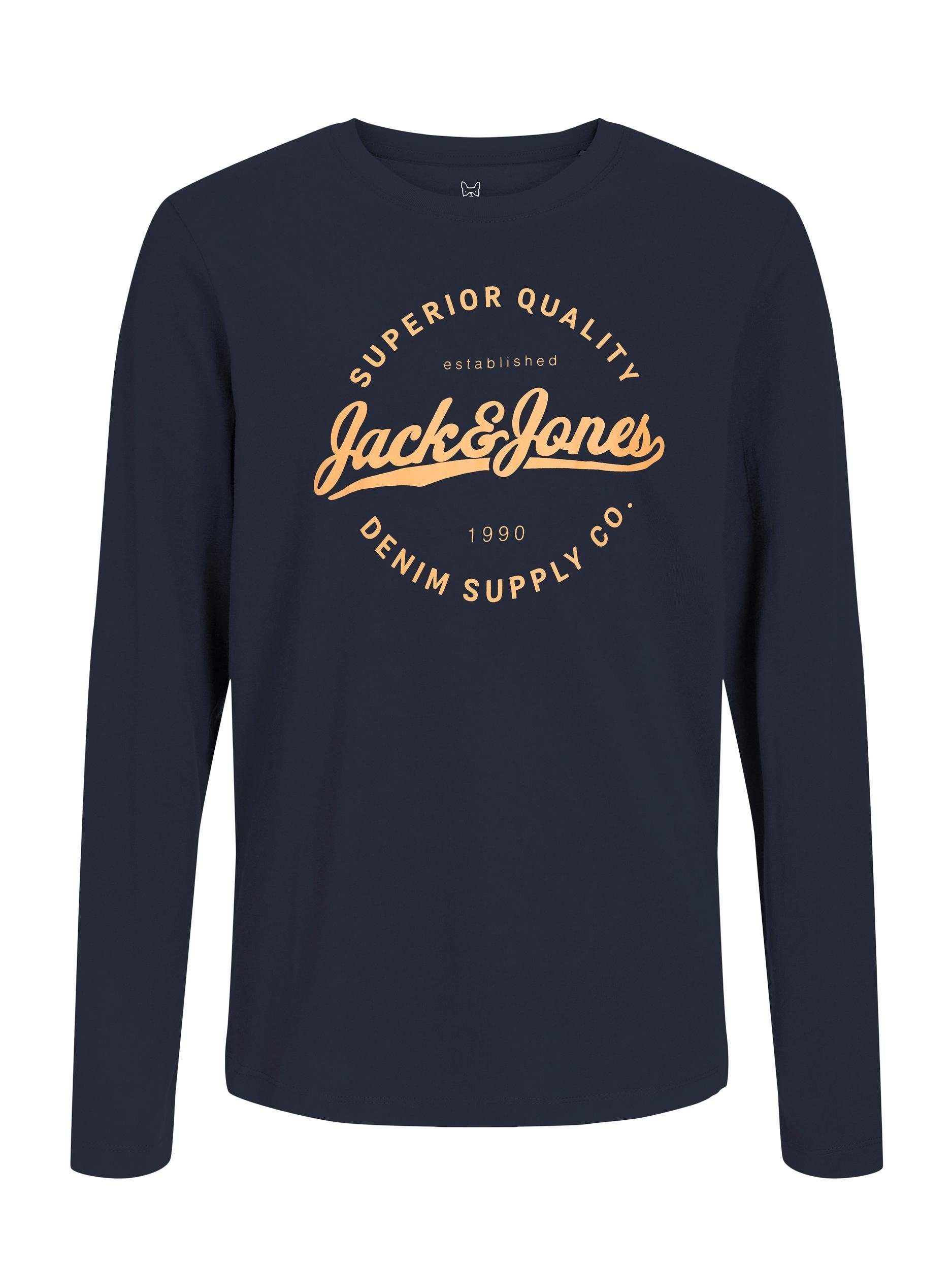 Auffüllen [sofortige Lieferung] Jack & Jones Junior Langarmshirt blazer navy JJSTANLI LS NECK CREW TEE