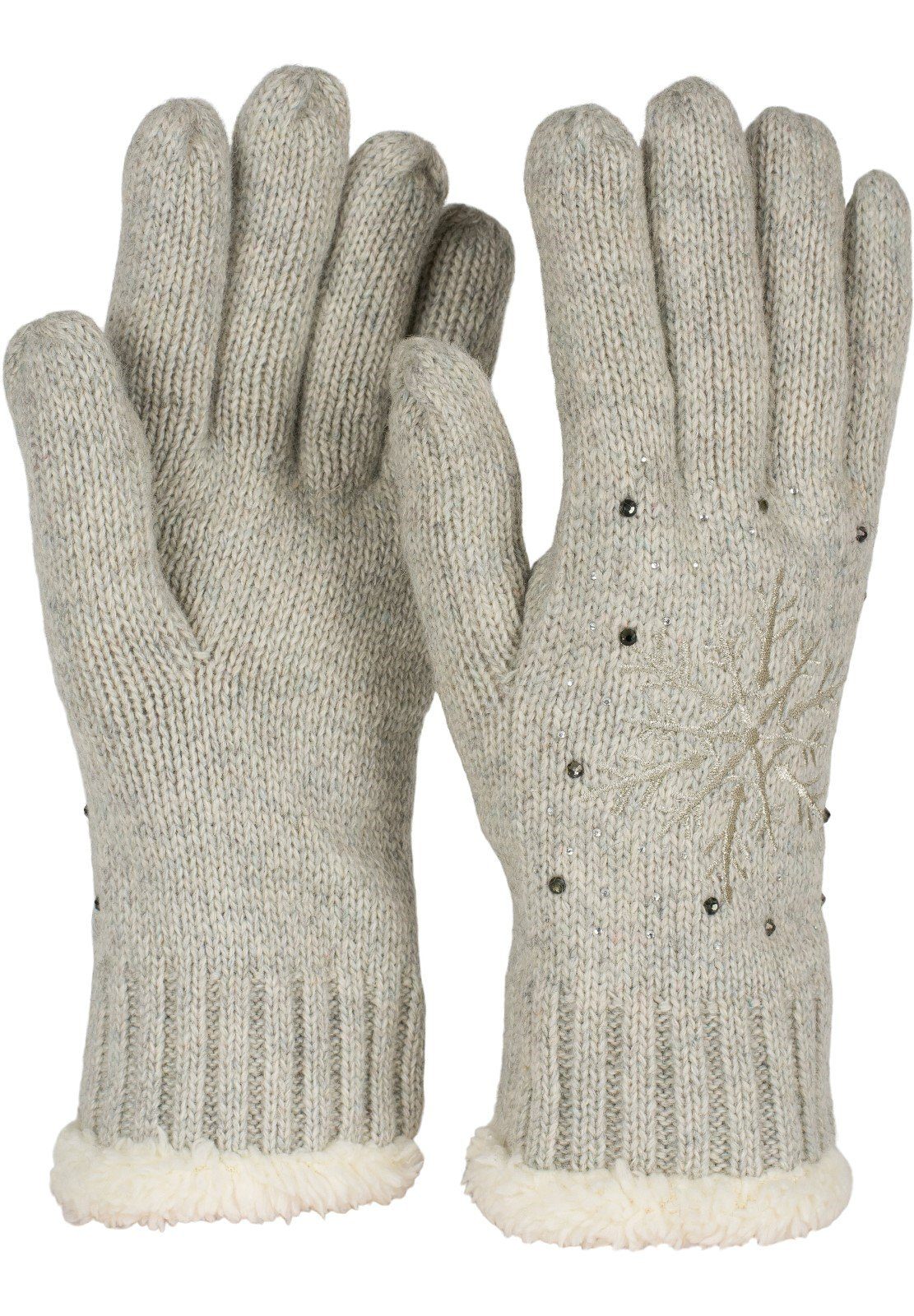styleBREAKER Strickhandschuhe Strickhandschuhe mit Schneeflocke, Strass günstig online kaufen