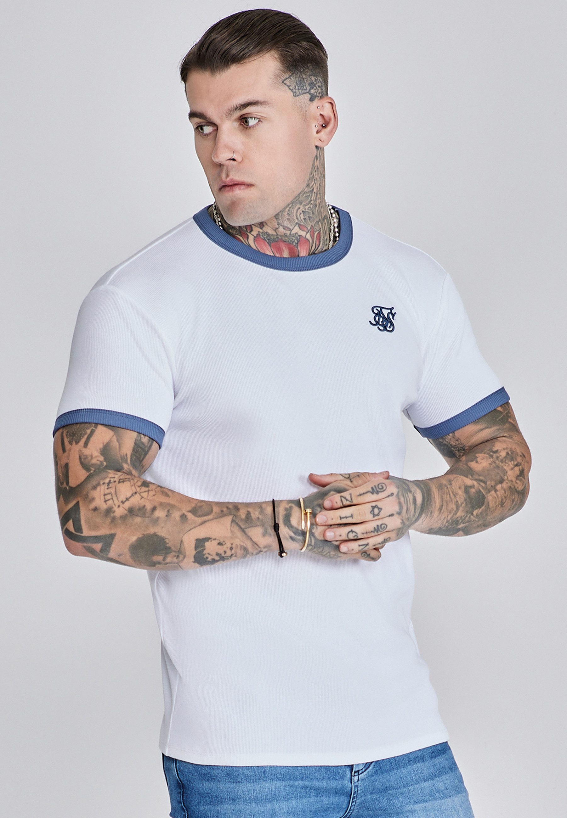 Siksilk T-Shirt SikSilk Herren Geripptes Ringer T-Shirt günstig online kaufen