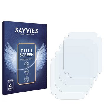 Savvies Full-Cover Schutzfolie für Apple Watch Series 8 (45 mm), Displayschutzfolie, 4 Stück, 3D Curved klar