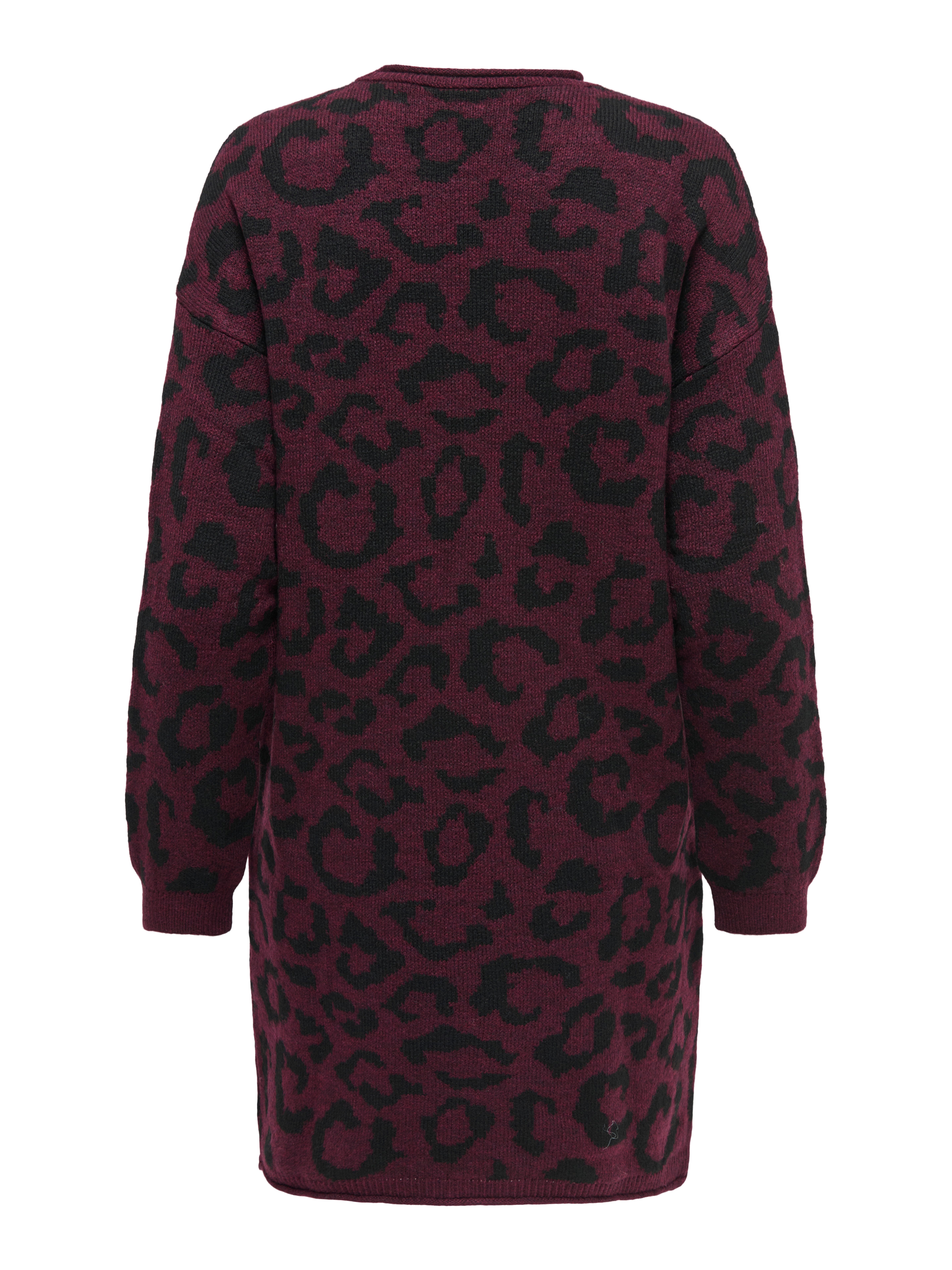 ONLY Strickkleid ONLJADE PATTERN LS O-NECK DRESS RP KNT Kunstfaser, regular fit