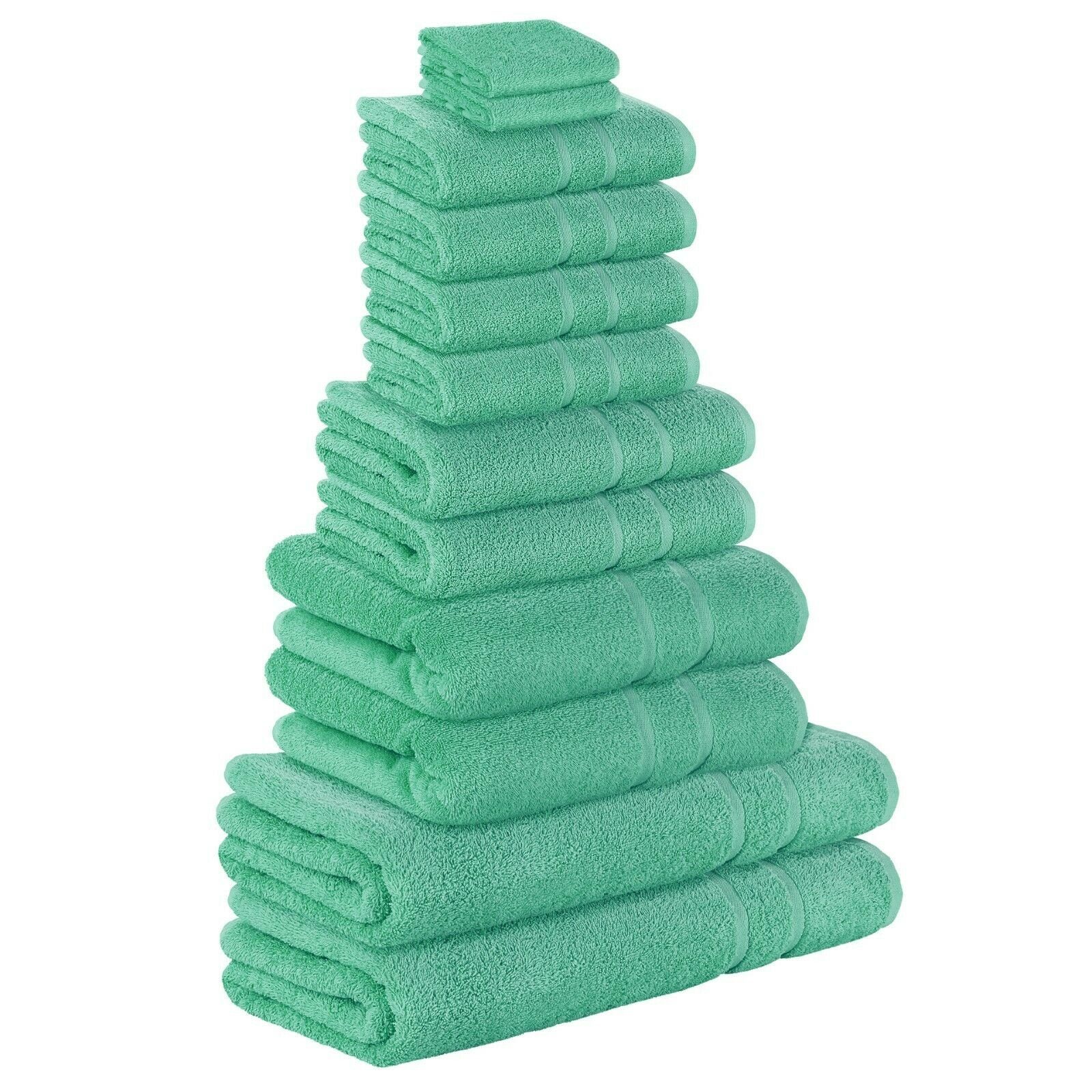 StickandShine Handtuch Set 4x Gästehandtuch 2x Handtücher 4x Duschtücher 2x Badetuch als SET in verschiedenen Farben (12 Teilig) 100% Baumwolle 500 GSM Frottee 12er Handtuch Pack, (Spar-SET) Smaragdgrün