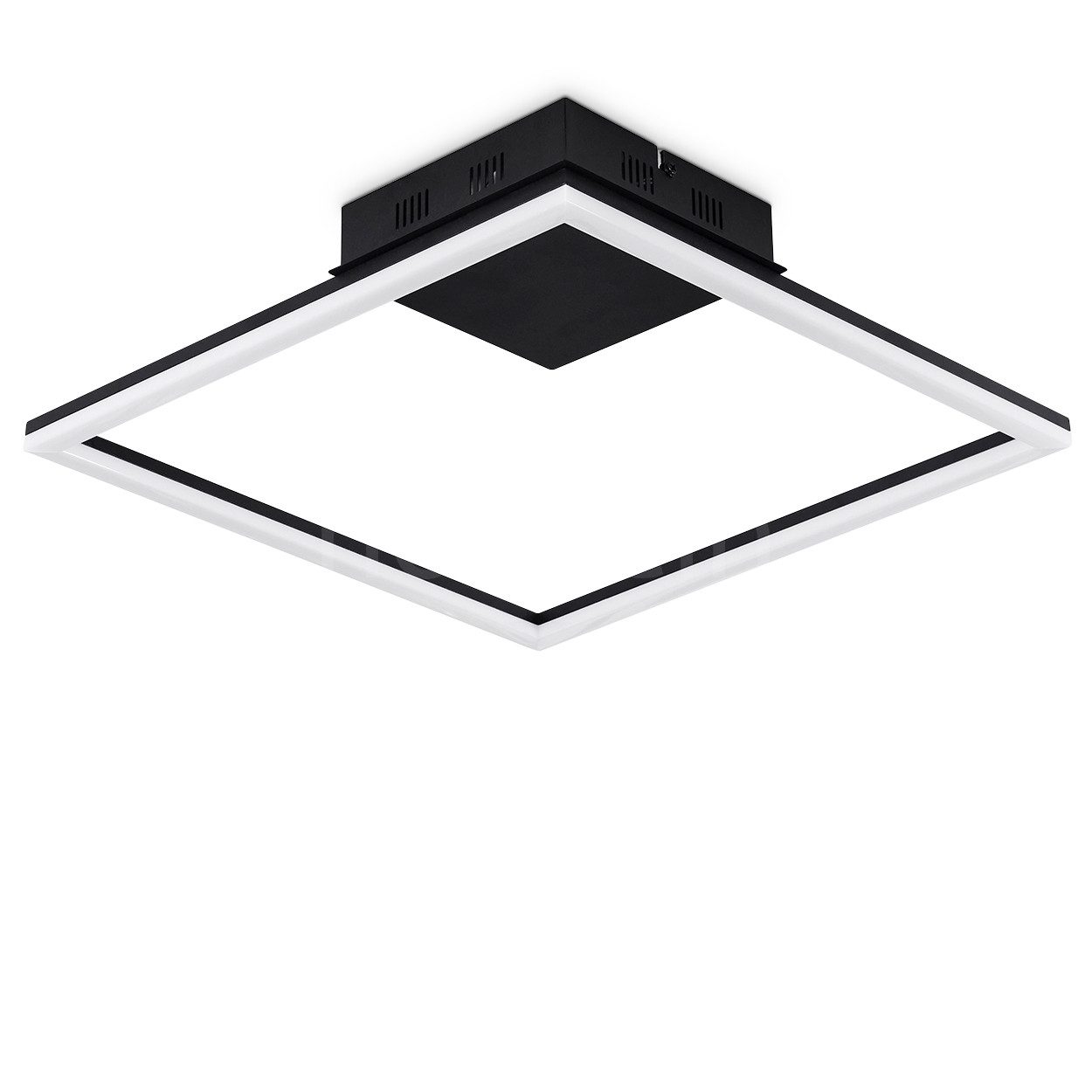 hofstein Deckenleuchte »Cancellara« moderne Deckenlampe aus Metall/Kunststoff in Schwarz/Weiß, 3000 Kelvin, eckige Leuchte im schlichten Design, 1470 Lumen, 1xLED 18 Watt