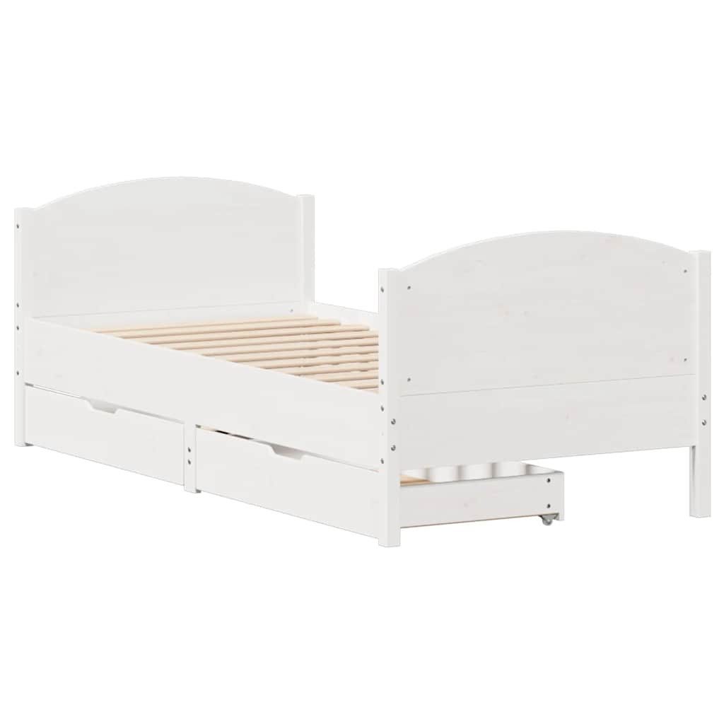 vidaXL Bett Massivholzbett ohne Matratze Weiß 75x190 cm Kiefernholz