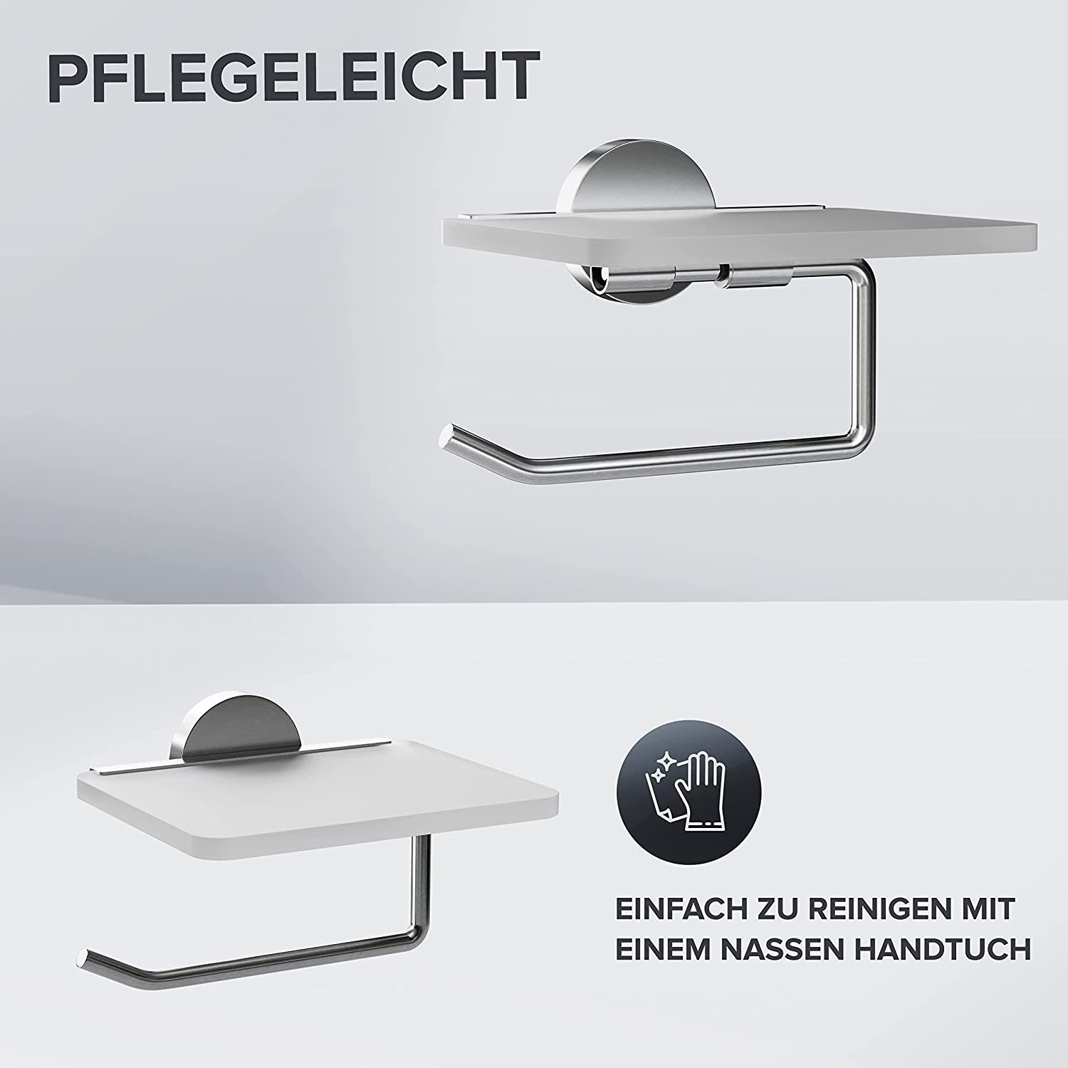 ovimar Toilettenpapierhalter Helnaes (1-St), aus Glas in Silber zur Zum Bohren – Bild 4 von 5