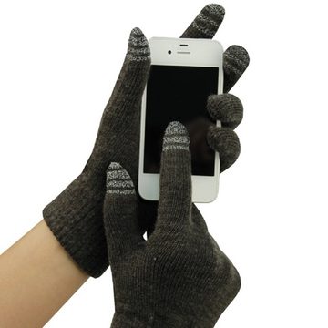 Capelli New York Baumwollhandschuhe 2x Handschuhe 1x einfarbig mit touchscreen-funktion (Doppelpack) Touchscreenfunktion an Daumen, Zeigefinger und Mittelfinger