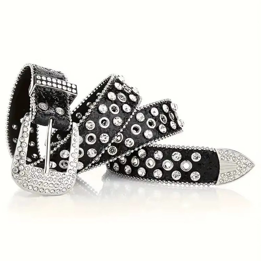 Ware aus aller Welt Nietengürtel Taillengürtel Frauen Gürtel mit Strasssteinen Punk Gothic für Jeans