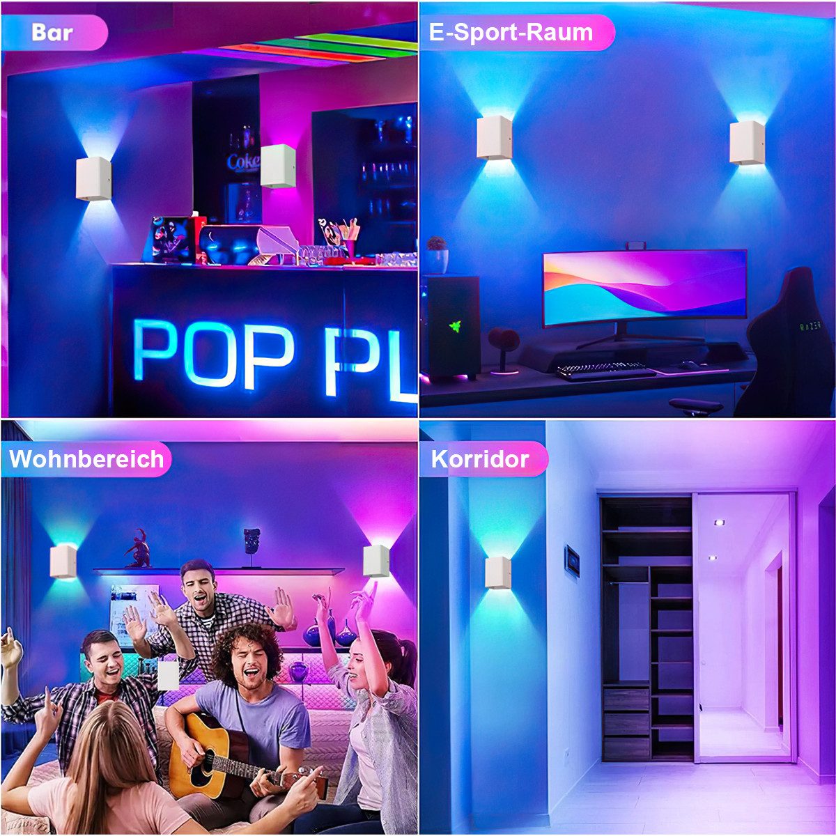 DOPWii Wandleuchte 2x LED Wandleuchte Schwarz günstig online kaufen
