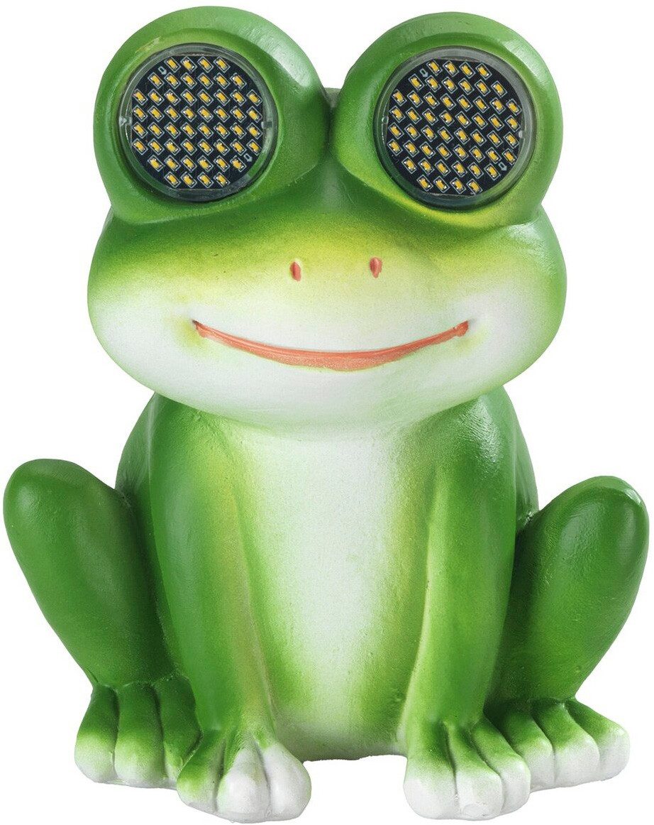 Maximex LED Dekofigur Modell Blinky Eyes Frosch, Ein-/Ausschalter, LED fest integriert, Warmweiß, solarbetriebene Gartenfigur mit leuchtenden Augen, für Garten & Balkon