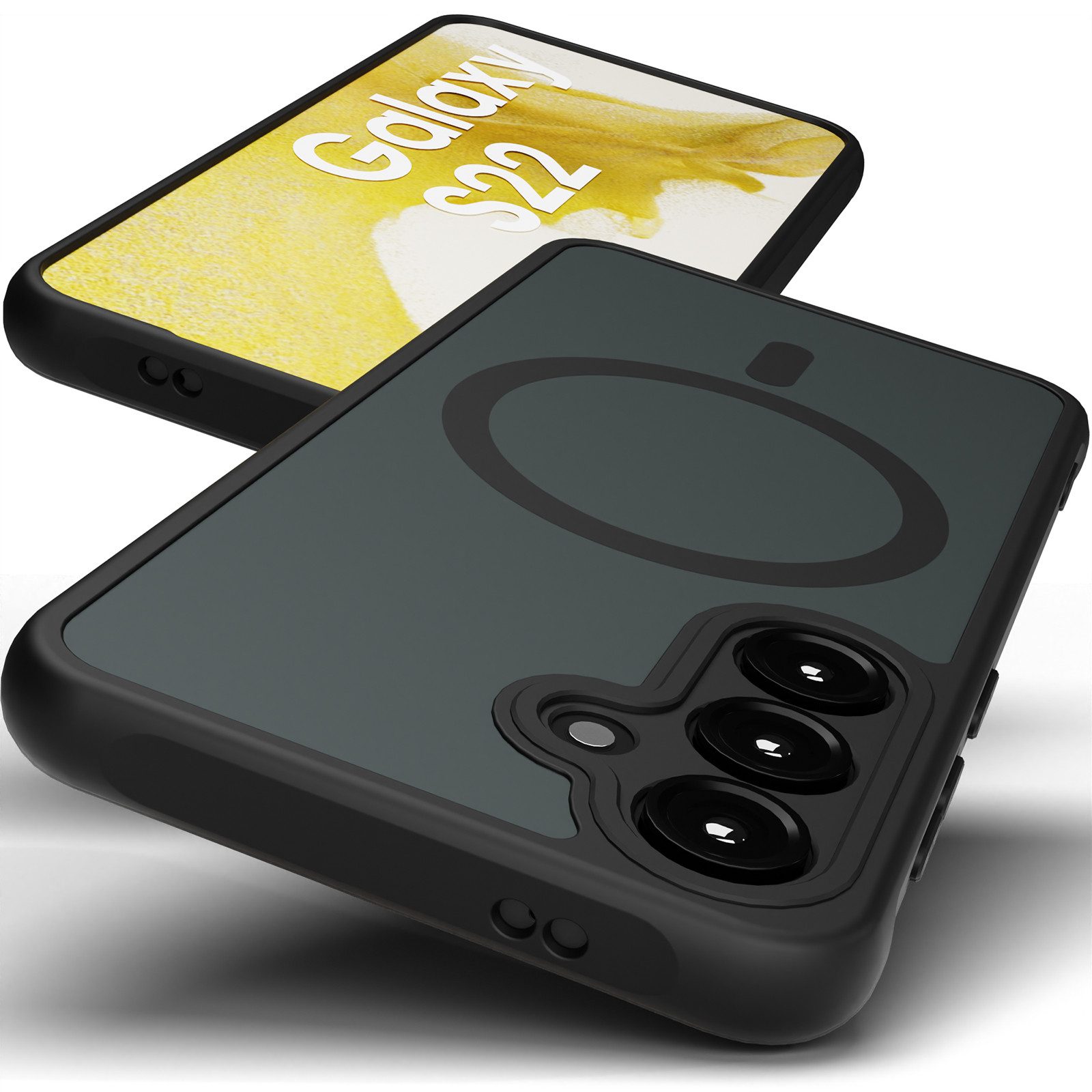 GreenHec Handyhülle Hülle Samsung S25 S24 S23 S22 MagSafe Case Schwarz Magnet Cover Schutz, Cover Magnet Hülle Samsung Ultra Plus EDGE Ring HandyHülle