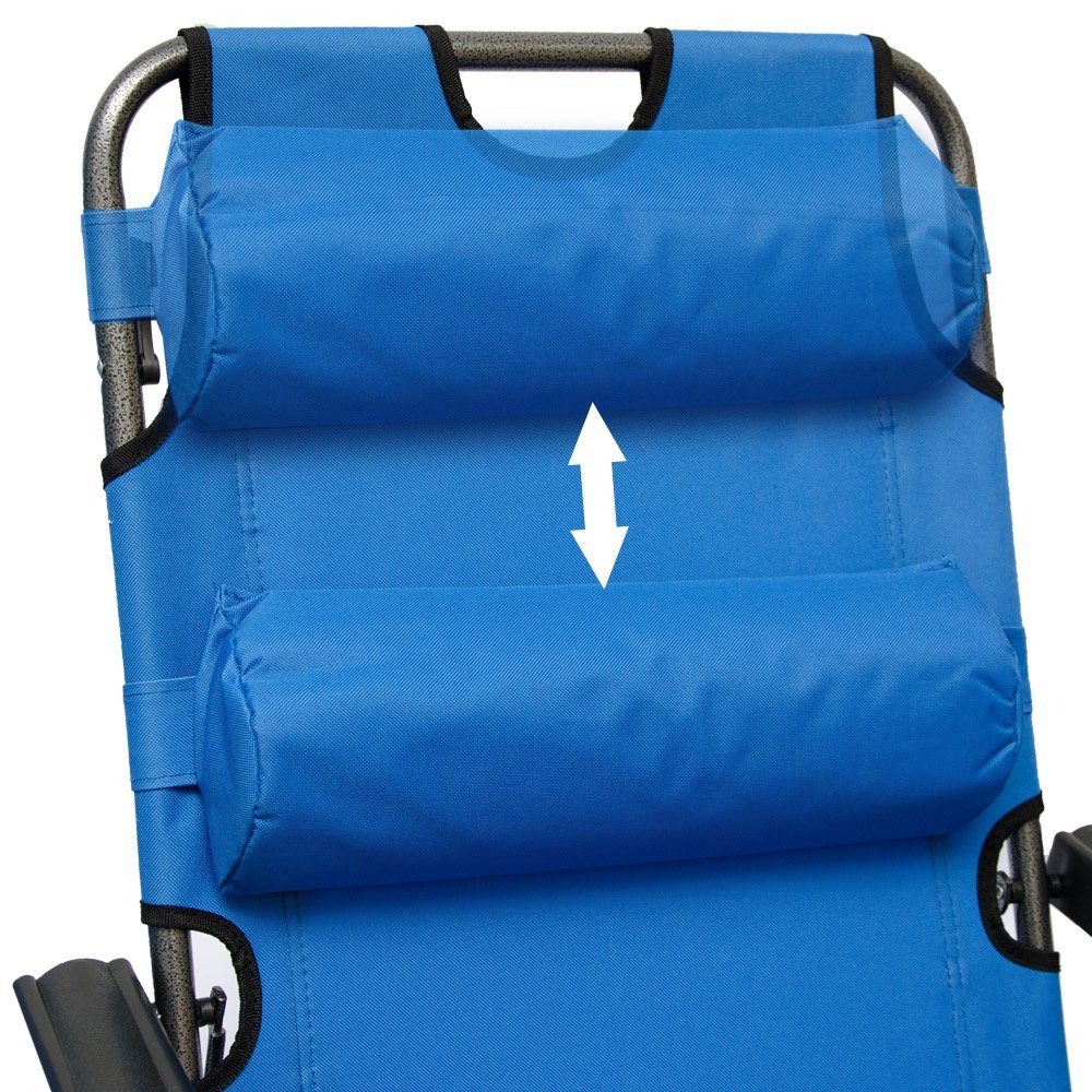 Liege AMANKA 153cm Campingstuhl Sonnenliege, Freizeitliege Liegestuhl Campingliege Blau Campingstuhl