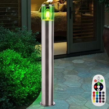 etc-shop LED Außen-Stehlampe, Leuchtmittel inklusive, Warmweiß, Farbwechsel, Außen Steh Leuchte dimmbar Hof Garten Fernbedienung