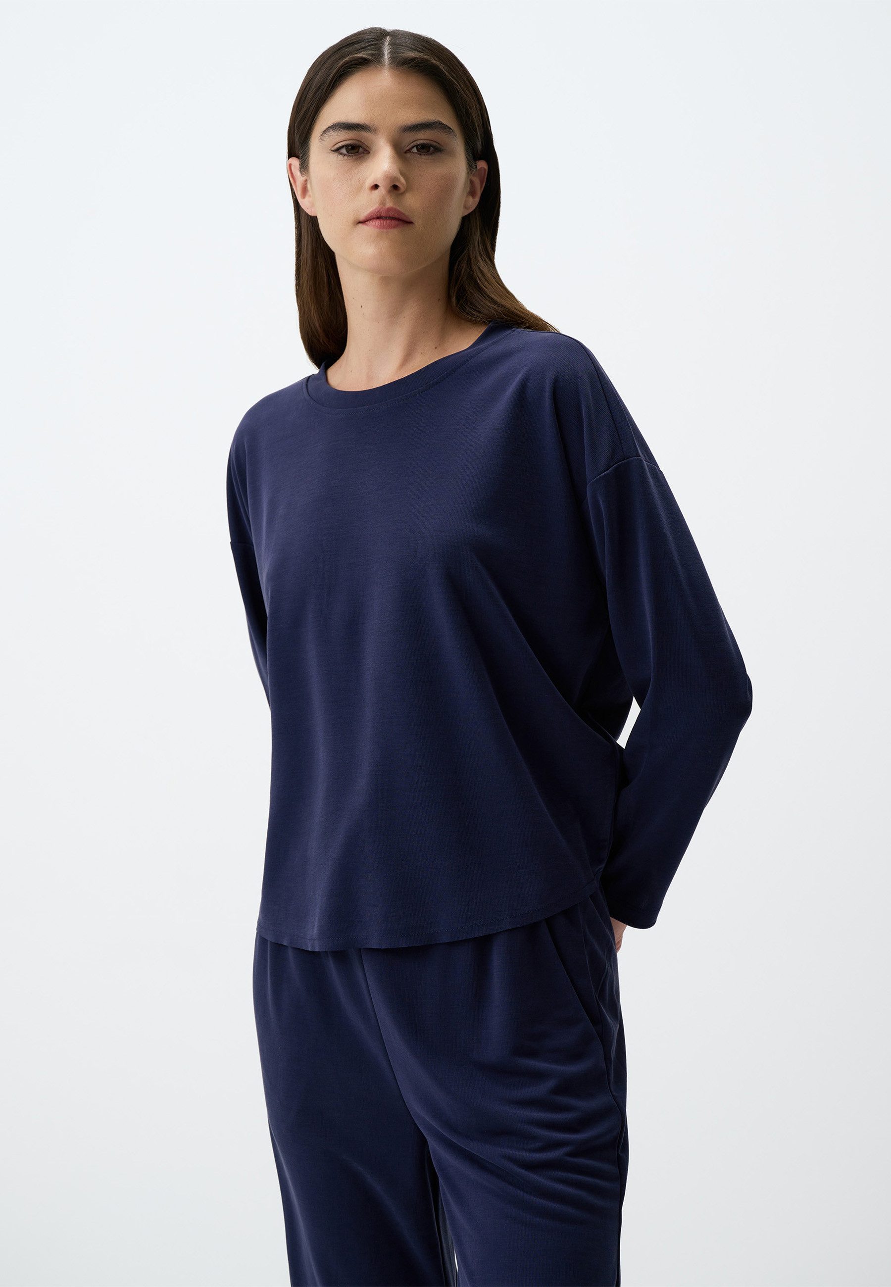Sweatshirt Lockere Passform Rundhalsausschnitt Langärmlig Bequem Jersey Sweatshir