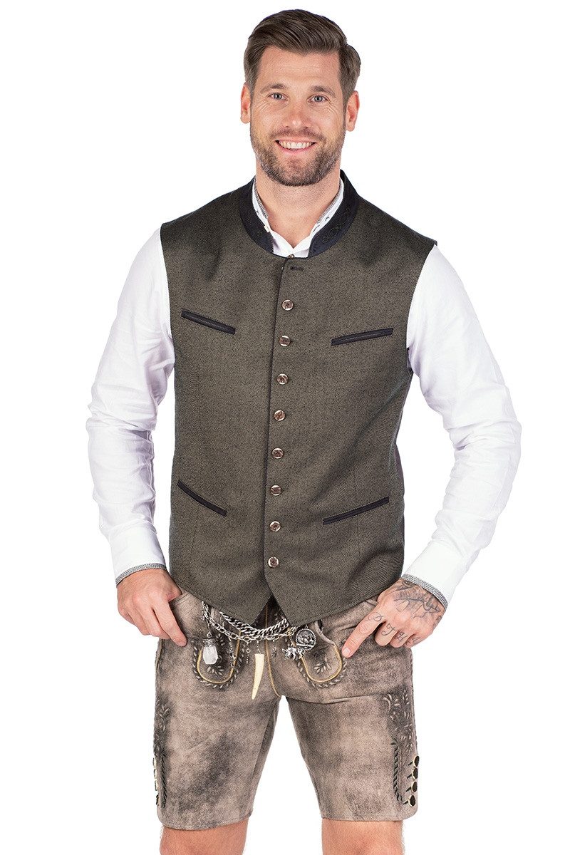 Gebr. Weis menswear Trachtenweste Trachtenweste - BODENSEE - oliv/hasel