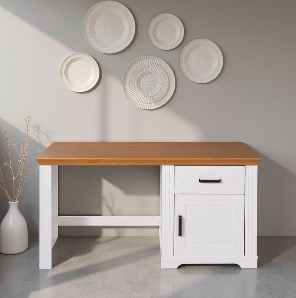 Inter Link Computertisch Maluno (1-St), Kiefer Massiv, Soft-Close, Stauraum, BxTxH: ca. 143 x 65 x 76 cm