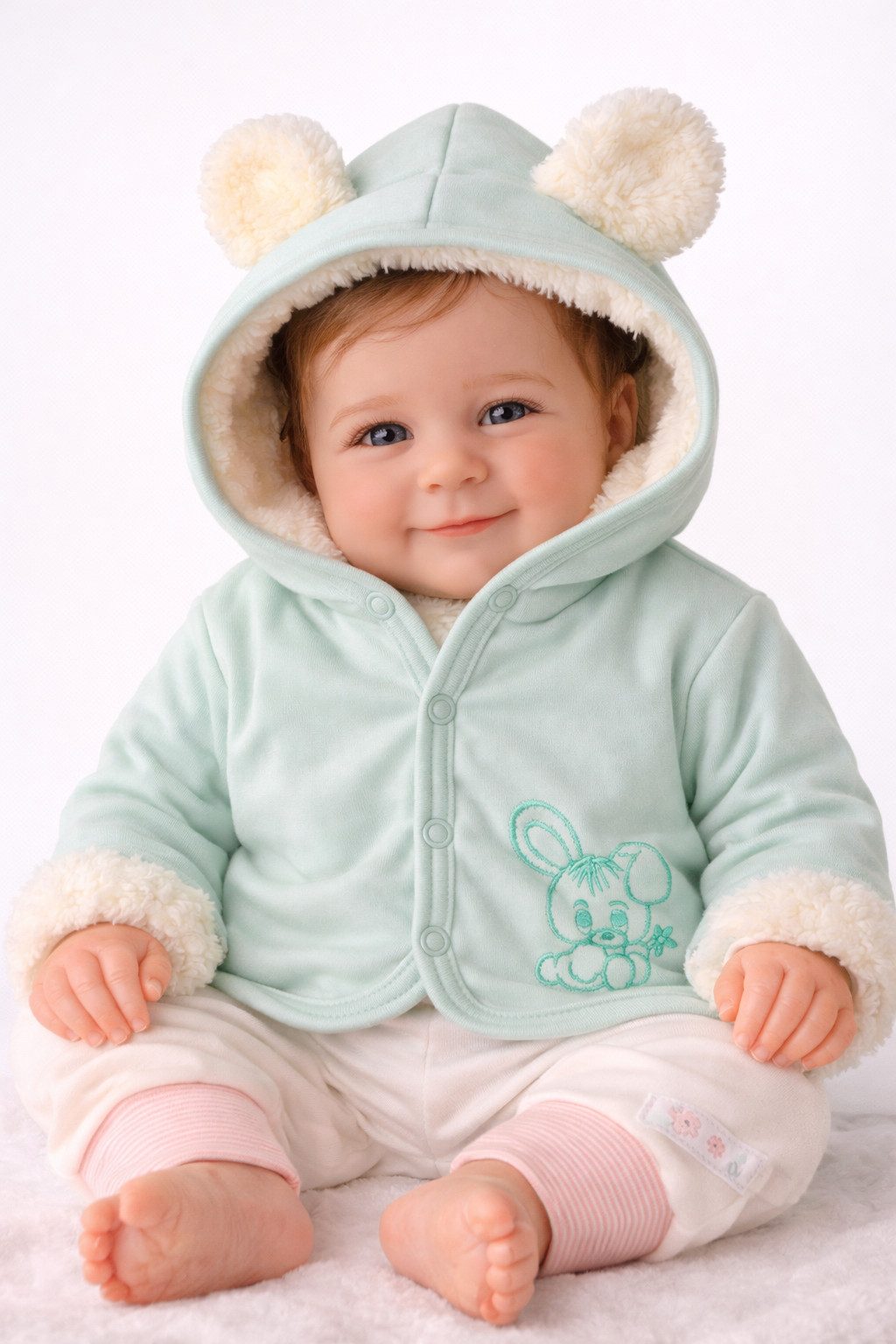 Fleecejacke Baby Jacke Übergansjacke aus Fleece und Baumwolle für Neugeborene